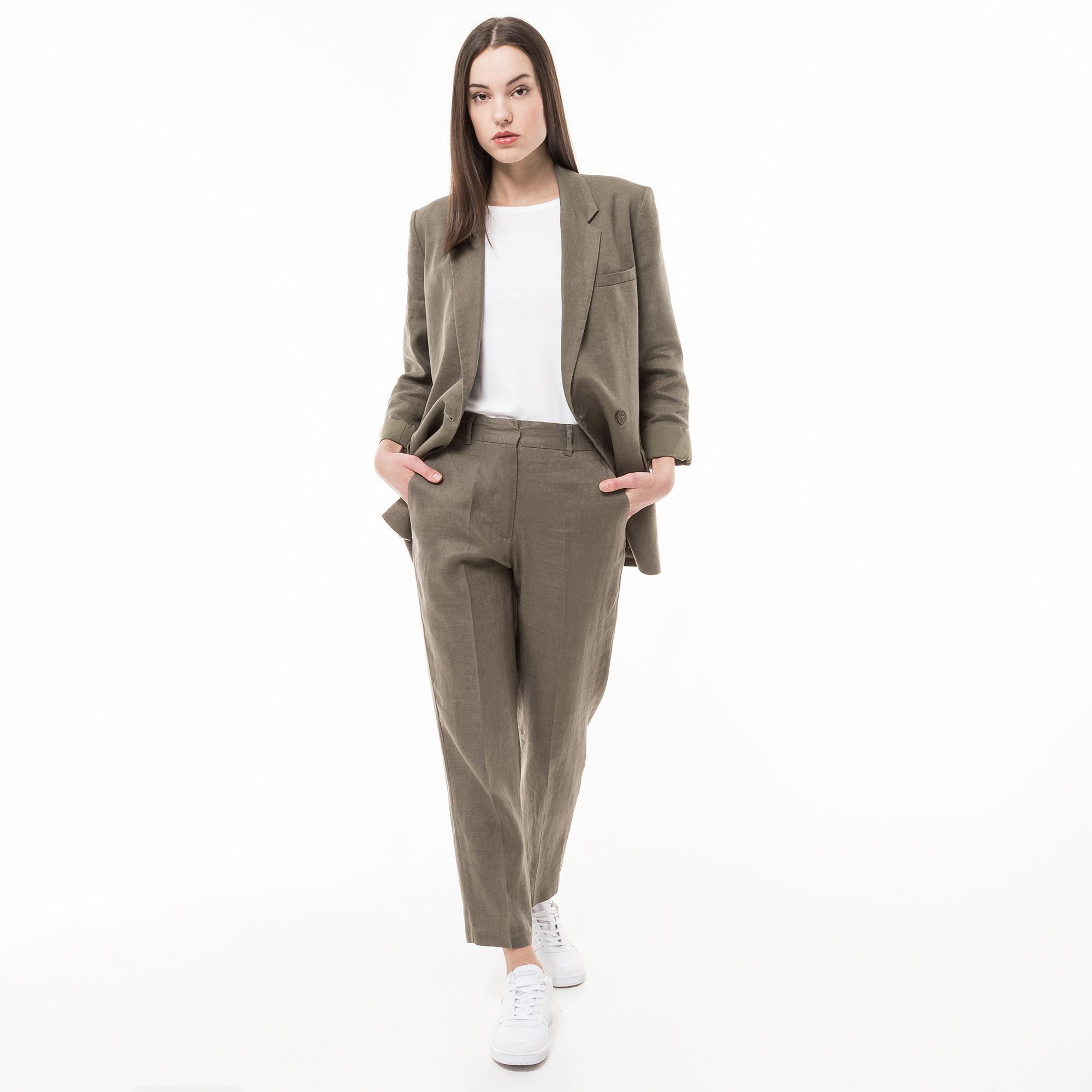 Image of Leinenhose, 7/8-länge Damen Militärgrün 46