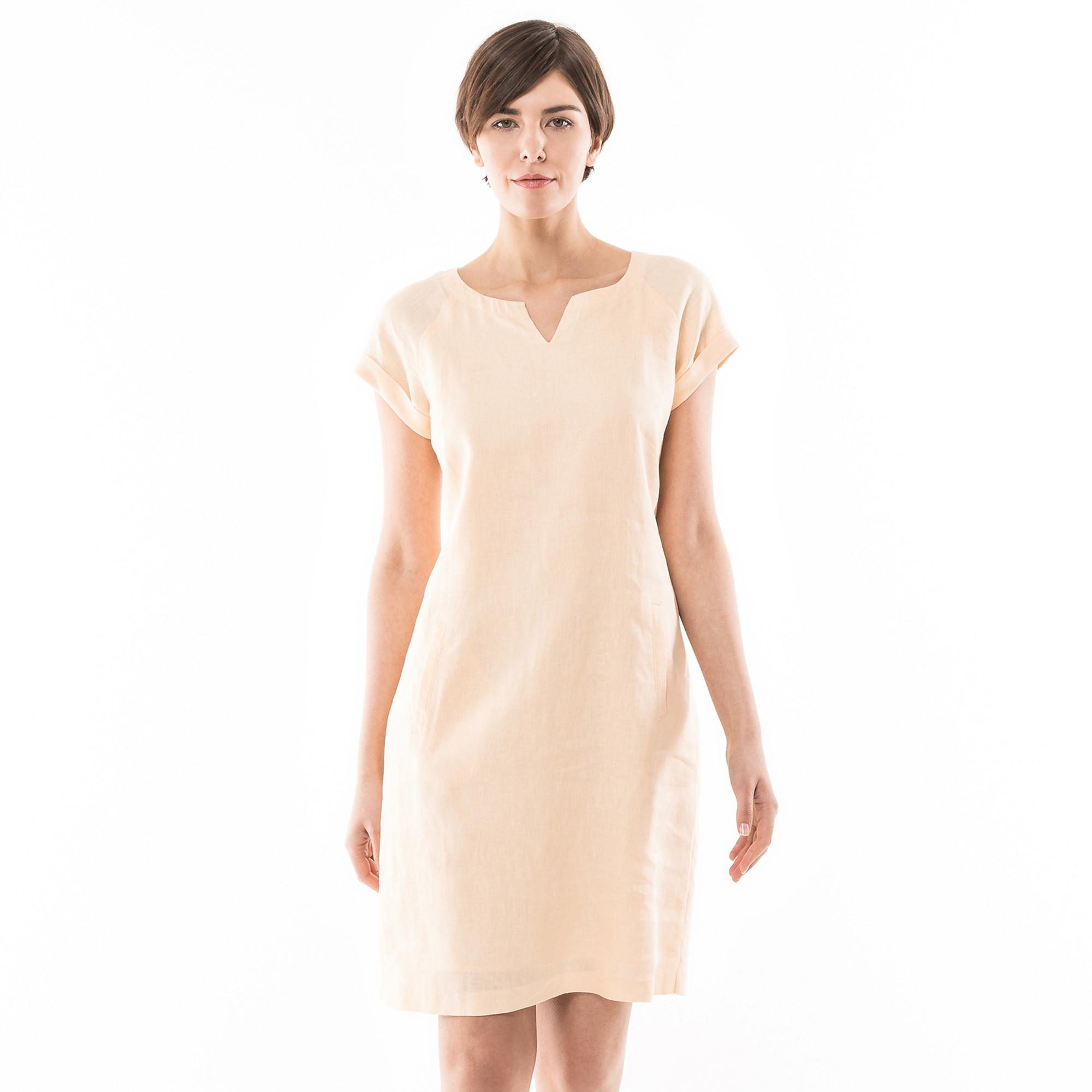 Image of Leinenkleid, Kurzarm Damen Melone 34