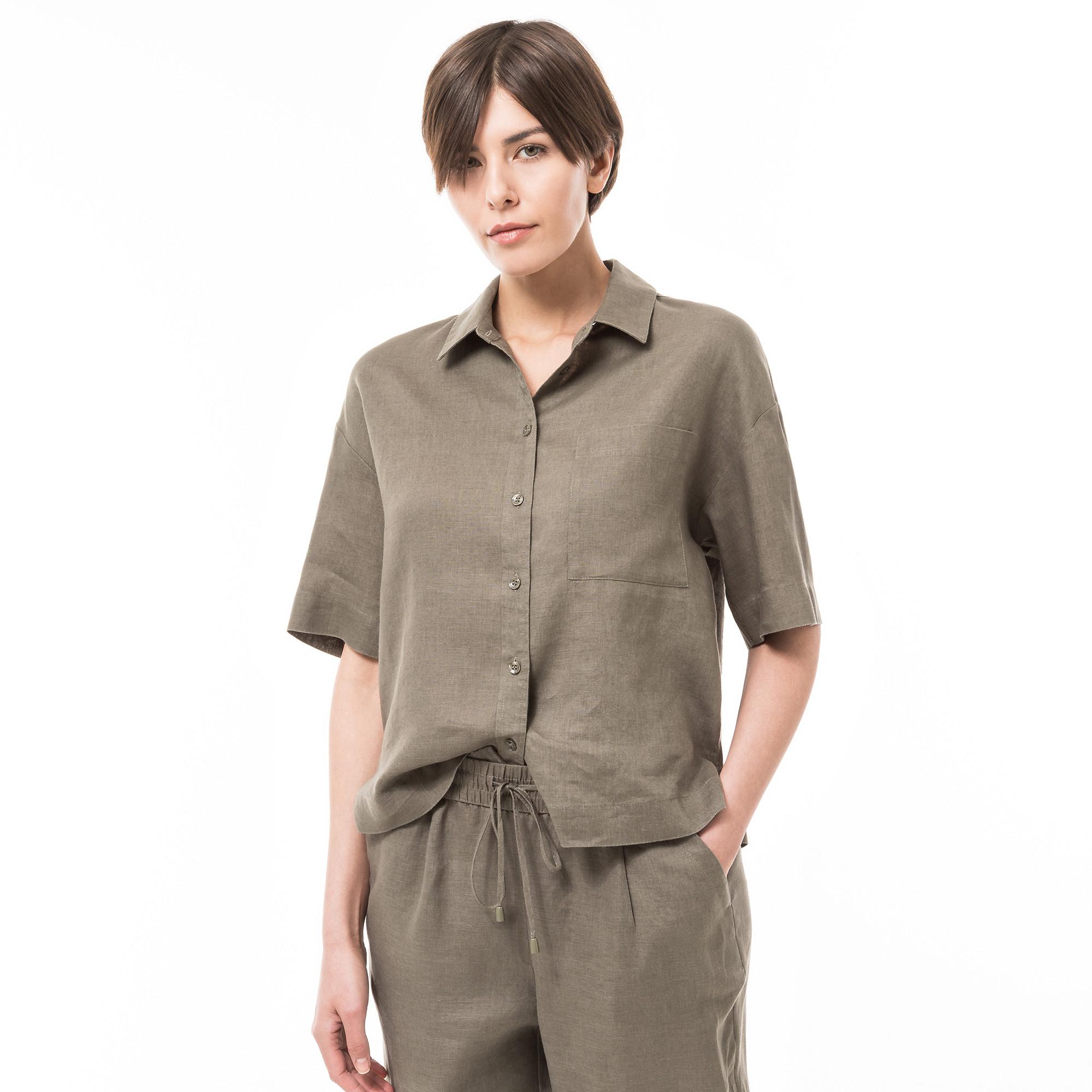 Image of Bluse, Kurzarm Damen Militärgrün 34