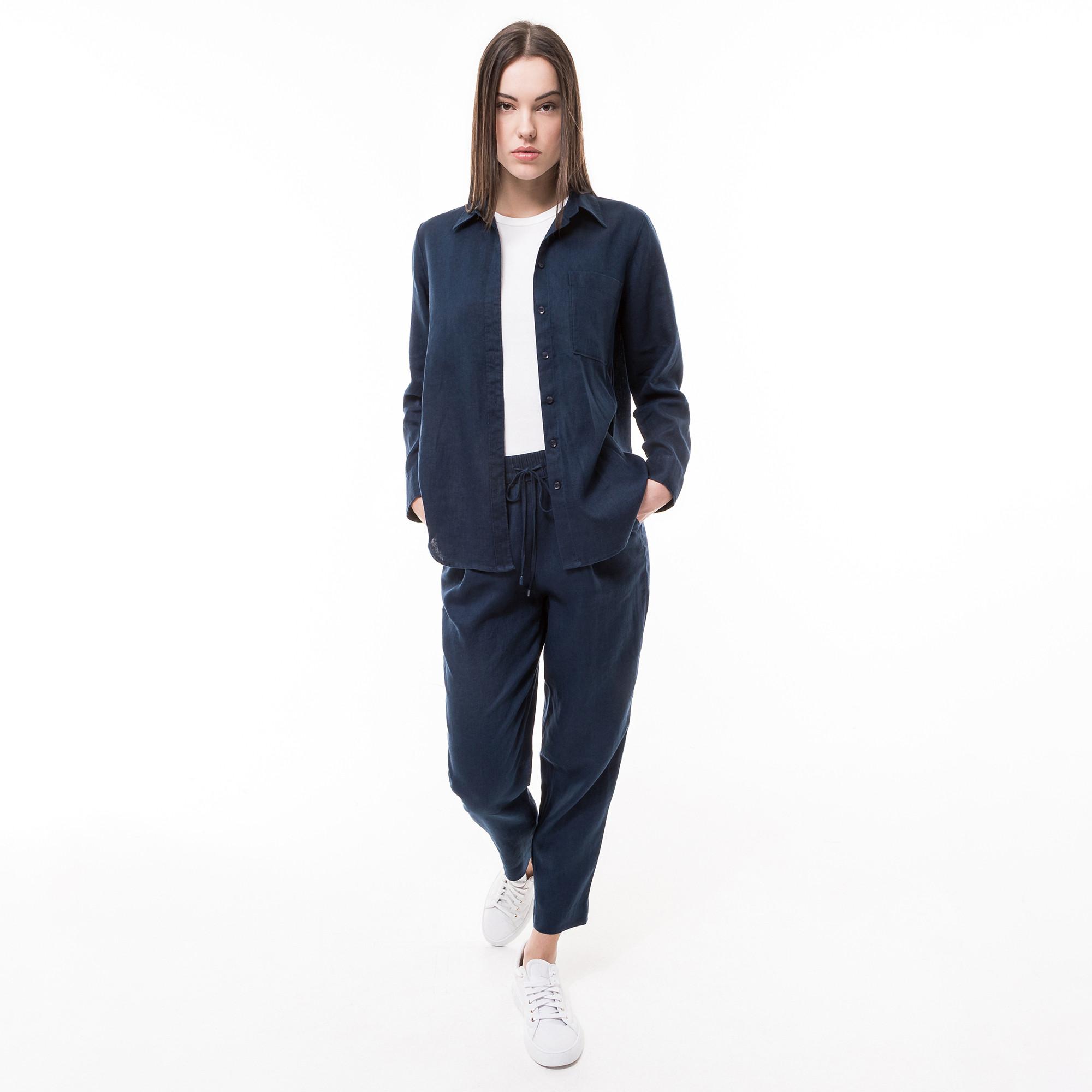 Image of Hemdbluse, Langarm Damen Marine 44