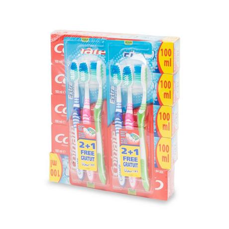Colgate  Multipack, bestehend aus 5 Zahnpaste FreshGel und 2 Trio Zahnbürsten 