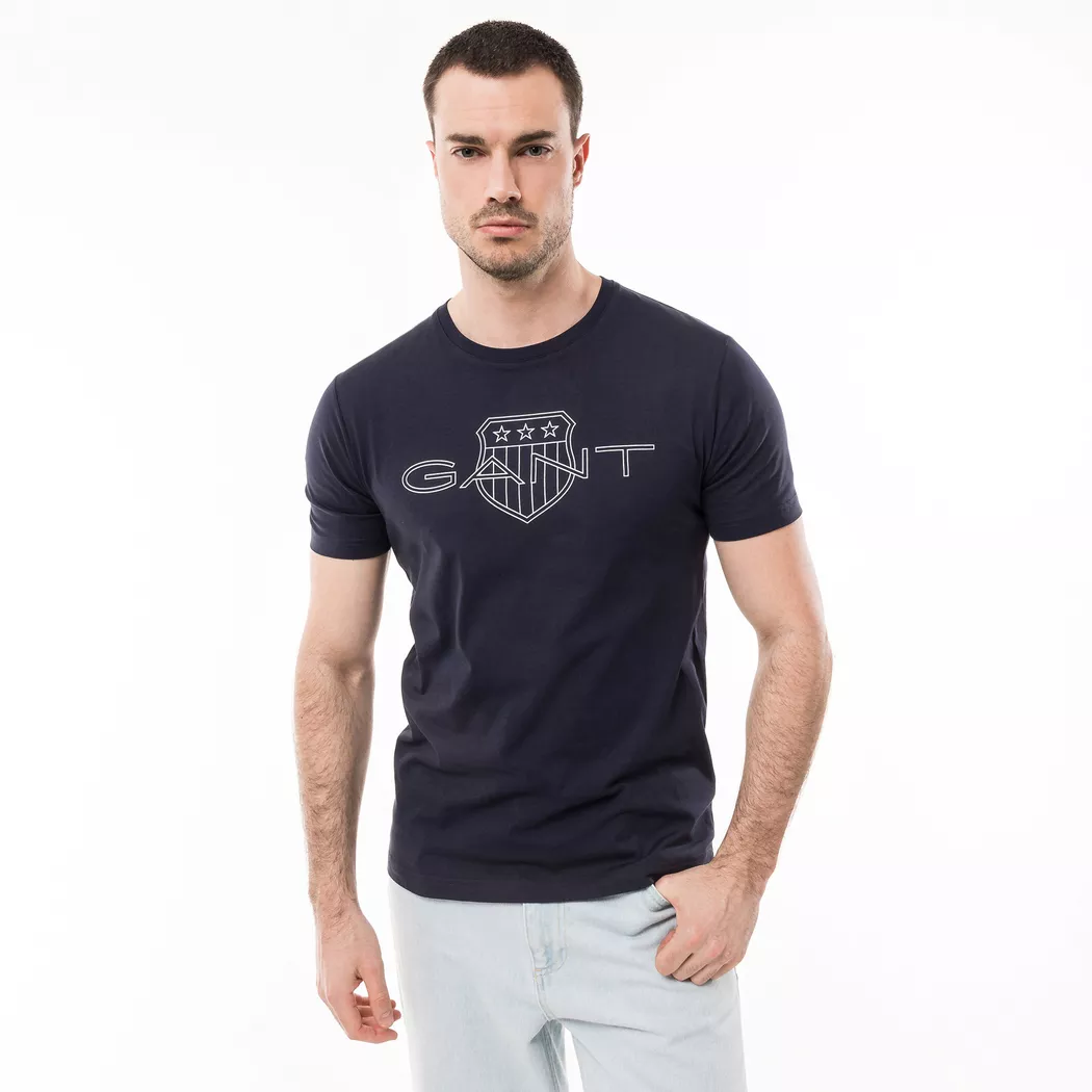 GANT Regular Fit Shield T-Shirt Herr, EVENING BLUE, M