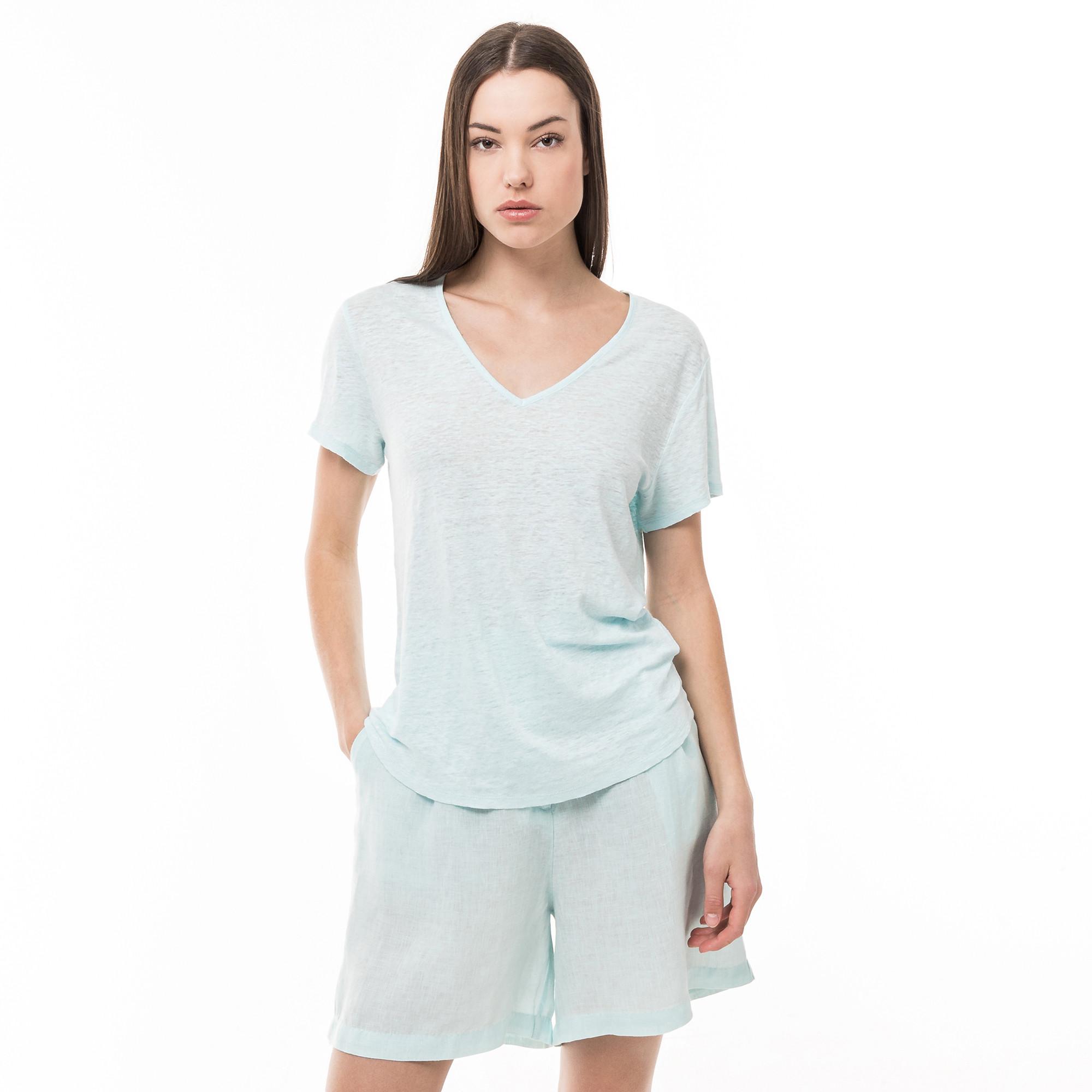 Image of T-shirt, V-neck, Kurzarm Damen Horizon Blue XL