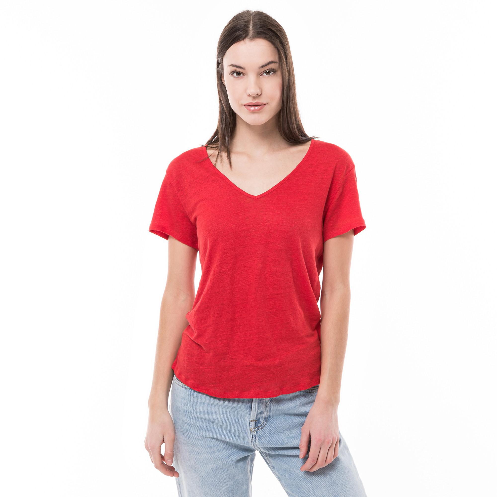 Image of T-shirt, V-neck, Kurzarm Damen Paprika L