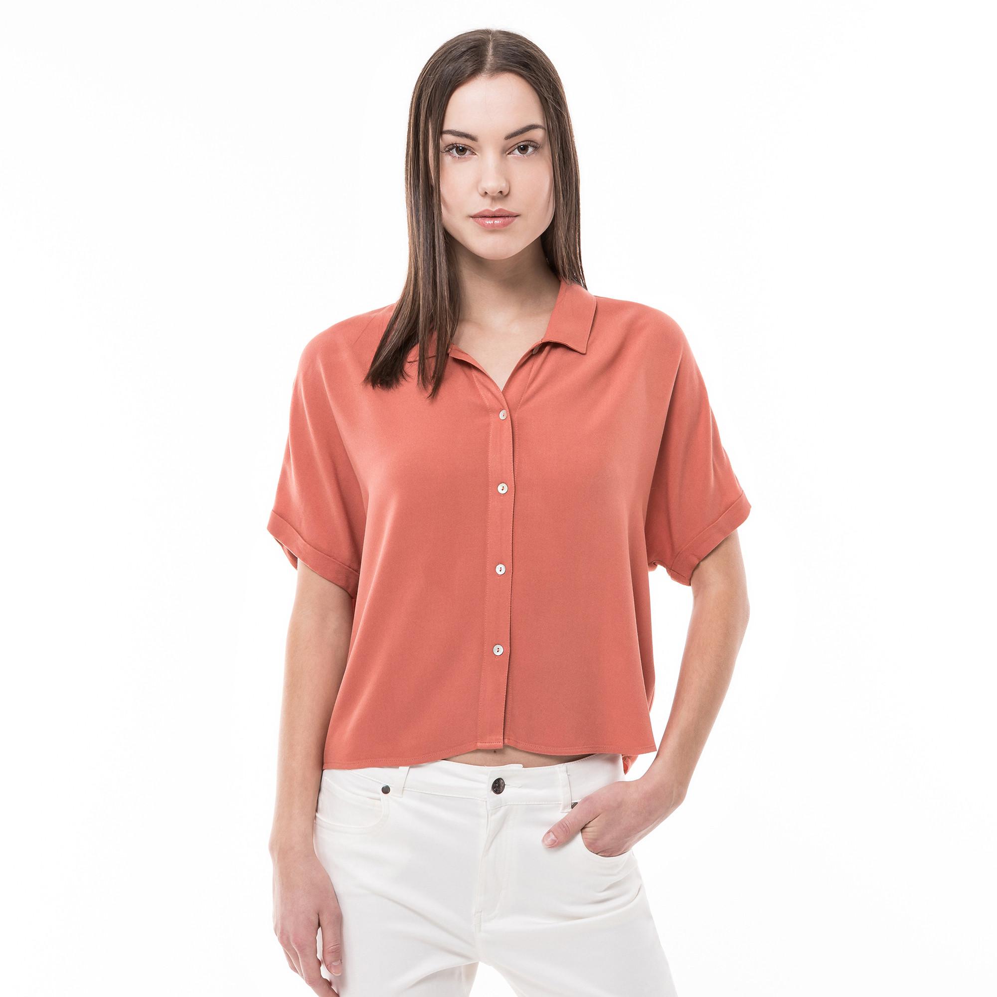 Image of Bluse, Kurzarm Damen Braun 34