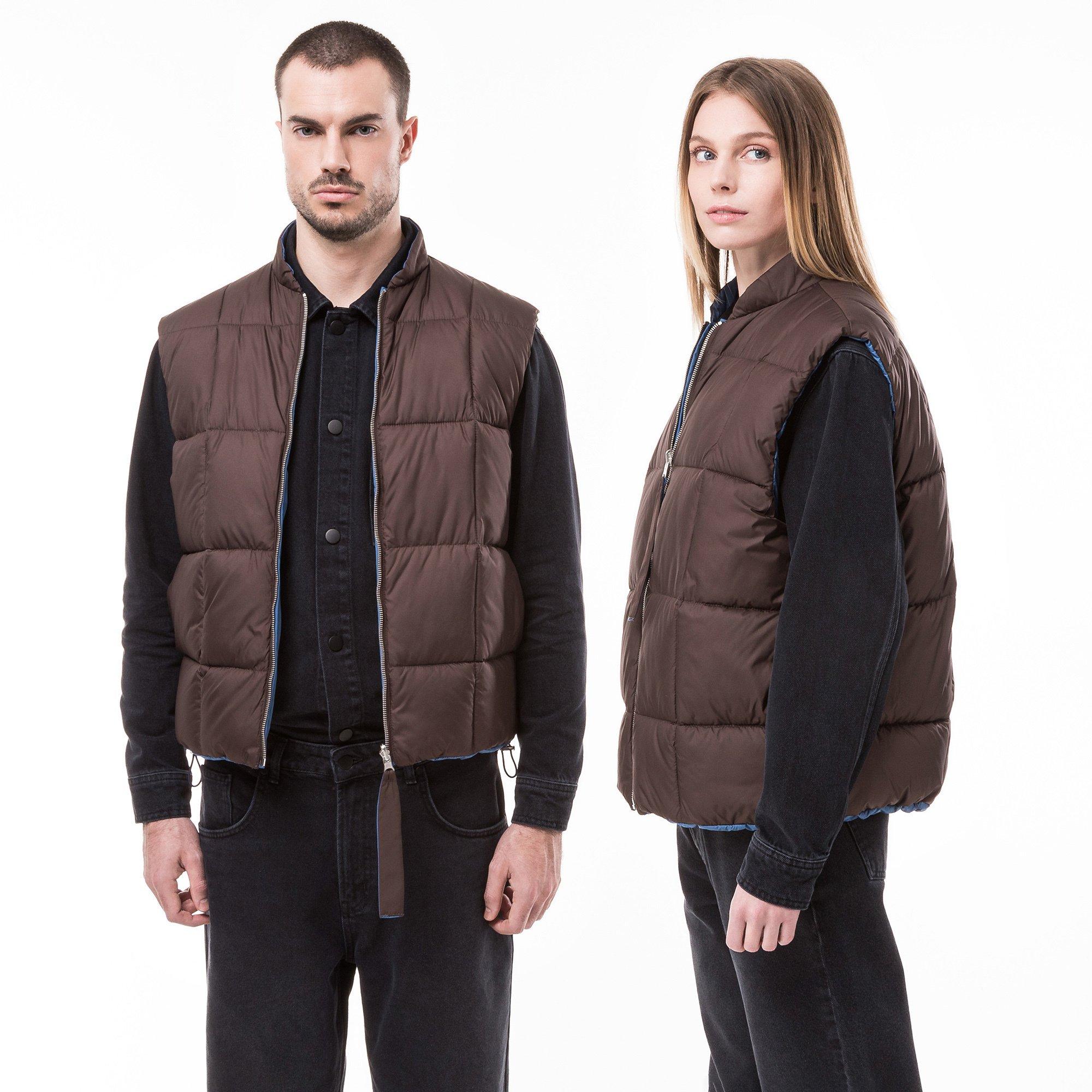 Image of Wendbare Unisex-pufferweste Herren Braun L