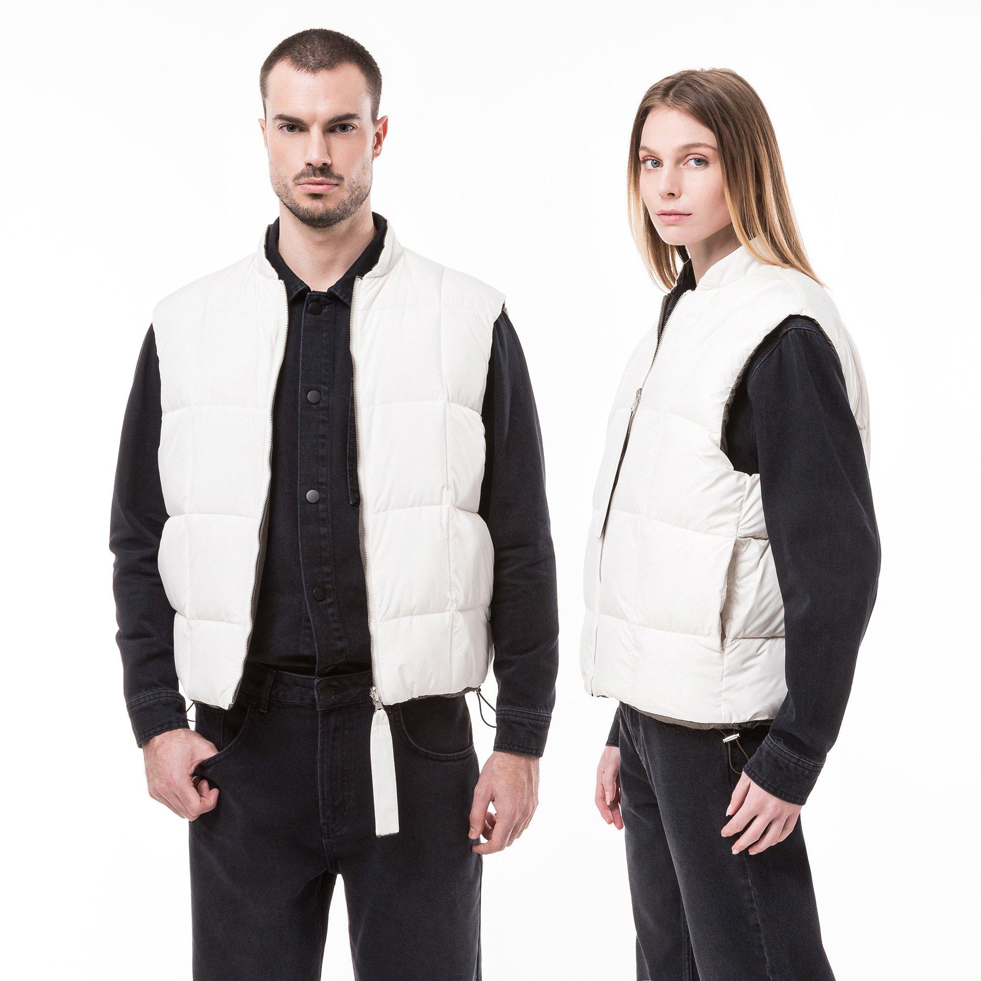 Image of Wendbare Unisex-pufferweste Herren Weiss L