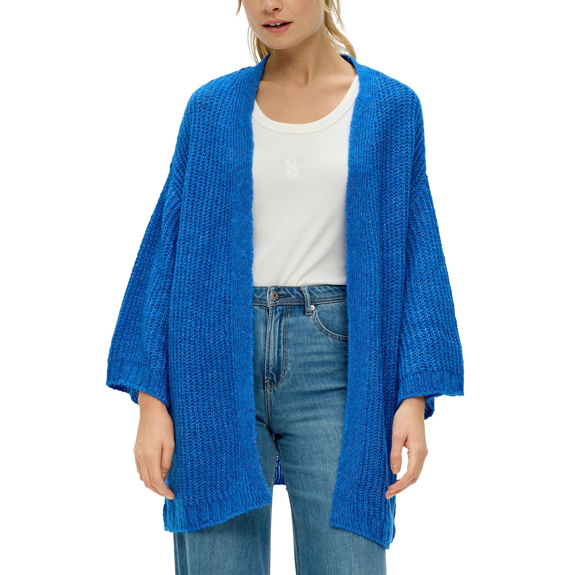 Image of Lange Strickjacke, Langarm Damen Blau 34-36