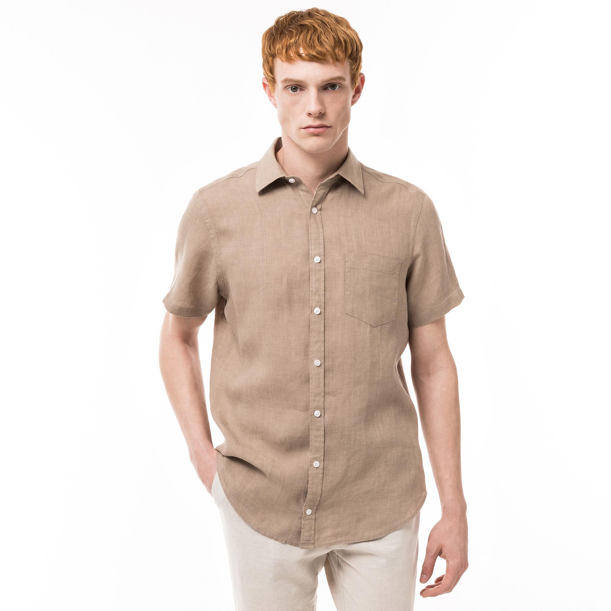 Image of Hemd, Classic Fit, Kurzarm Herren Taupe M