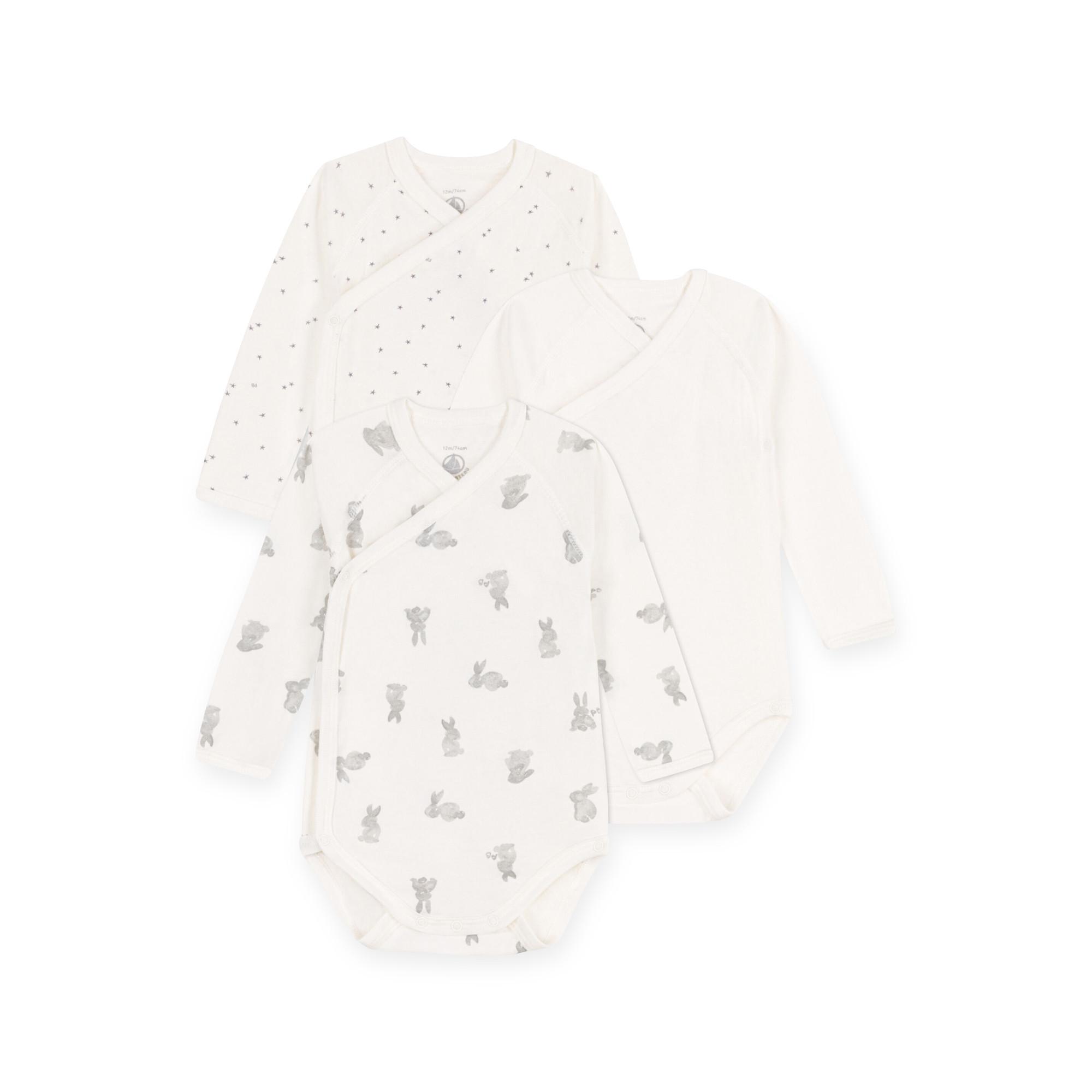 Image of Triopack, Bodys, Langarm Unisex Weiss Bedruckt 1 mese