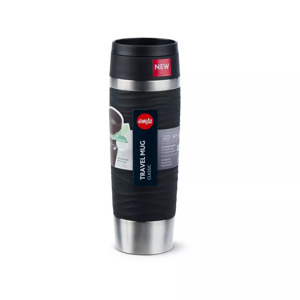 EMSA Travel Mug Waves Grande 500 ml Schwarz, Edelstahl