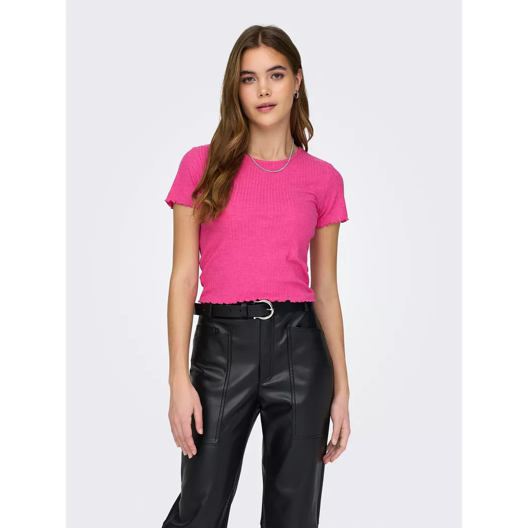 Only - T-Shirt, für Damen, Fuchsia, Größe S