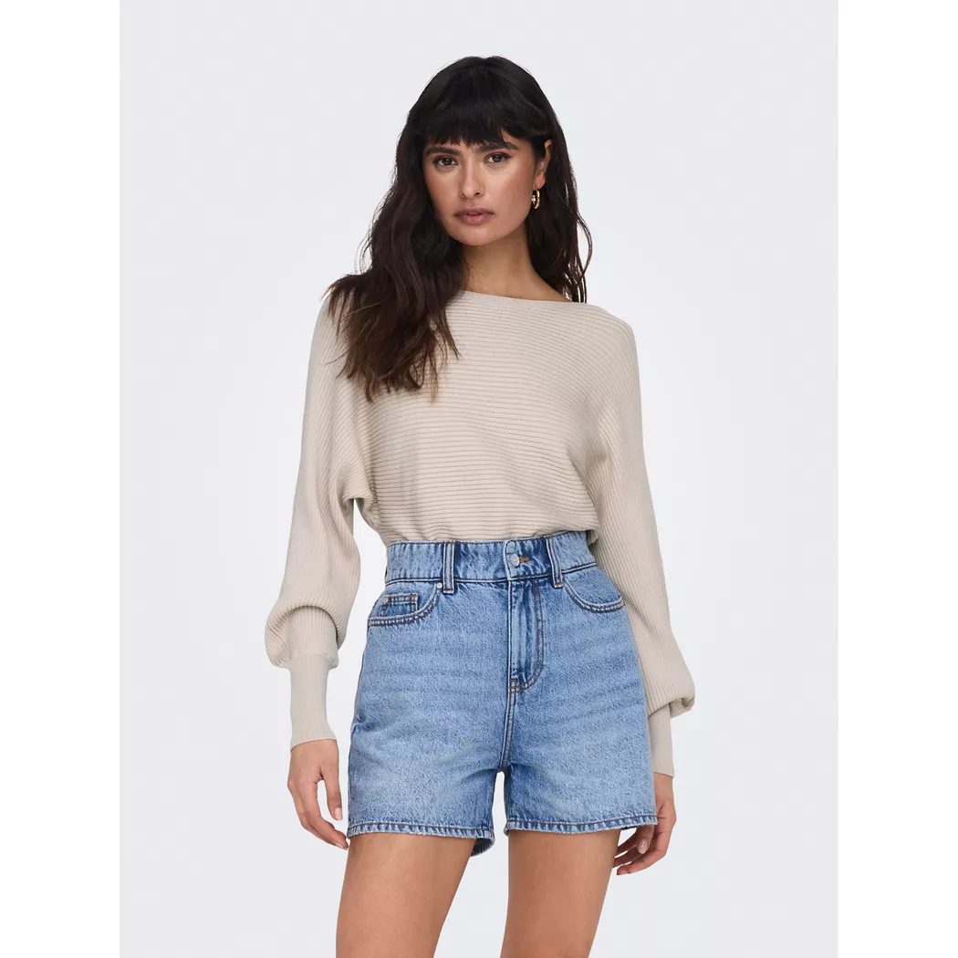 Strickpullover ONLY "ONLADALINE L/S SHORT PULLO KNT NOOS", Damen, Gr. XL, beige (pumice stone), Strick, Obermaterial: 80% Viskose (LENZING™ ECOVERO™), 20% Nylon, unifarben, regular fit normal, U-Boot-Ausschnitt, Rippstrickbündchen, Pullover Strickpullover