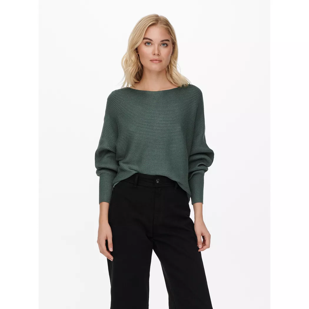Strickpullover ONLY "ONLADALINE L/S SHORT PULLO KNT NOOS", Damen, Gr. L, grün (balsam grün), Strick, Obermaterial: 80% Viskose, 20% Nylon, unifarben, regular fit normal, U-Boot-Ausschnitt, Rippstrickbündchen, Pullover Strickpullover, Viskosemischung, regu 2