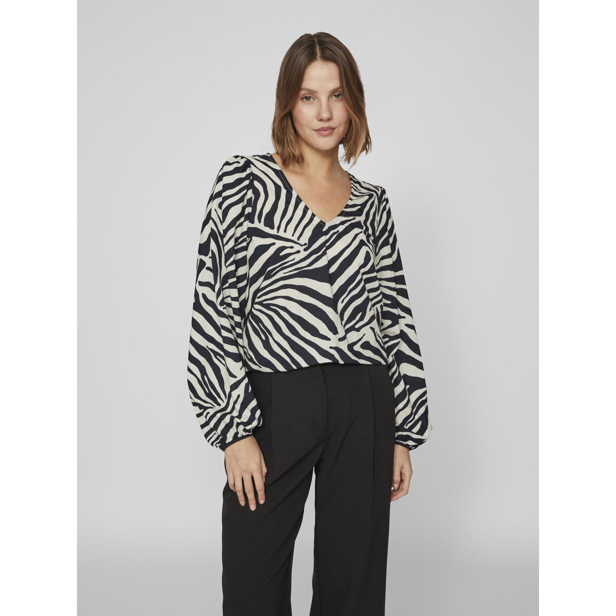 Image of Bluse, Langarm Damen Schwarz/Weiss L