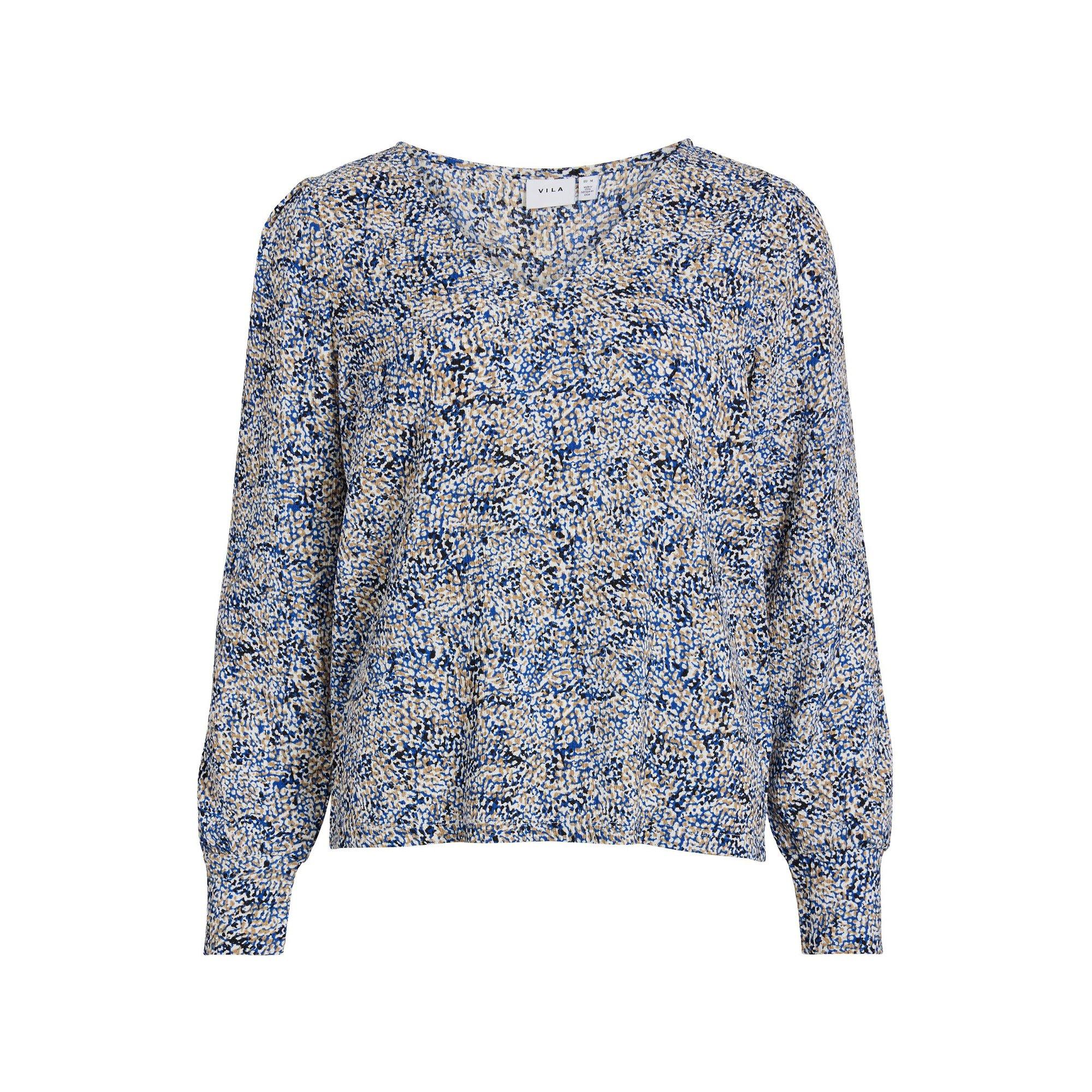 Image of Bluse, Langarm Damen Blau Bedruckt XS