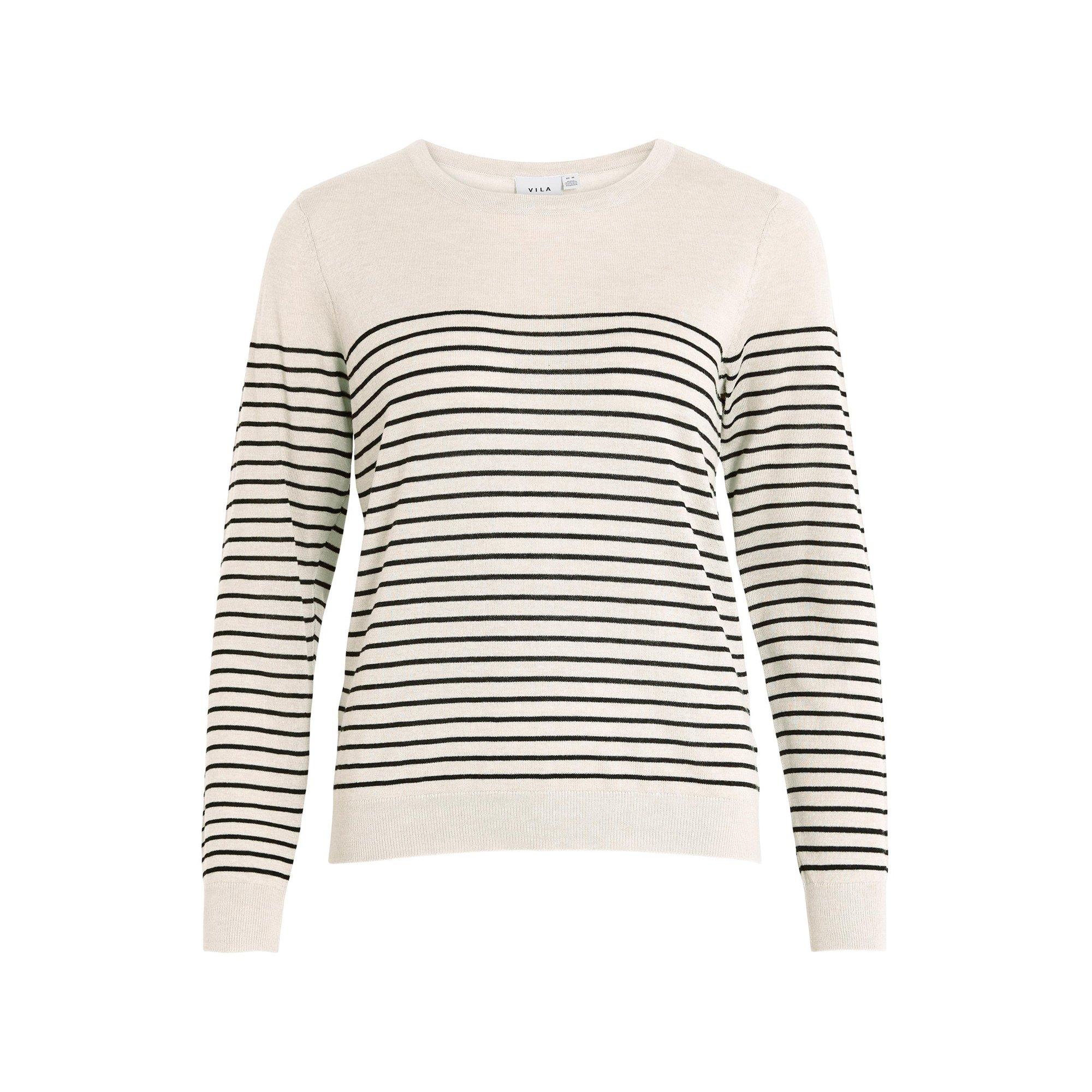 Image of Pullover, Body Fit, Langarm Damen Schwarz/Weiss XS