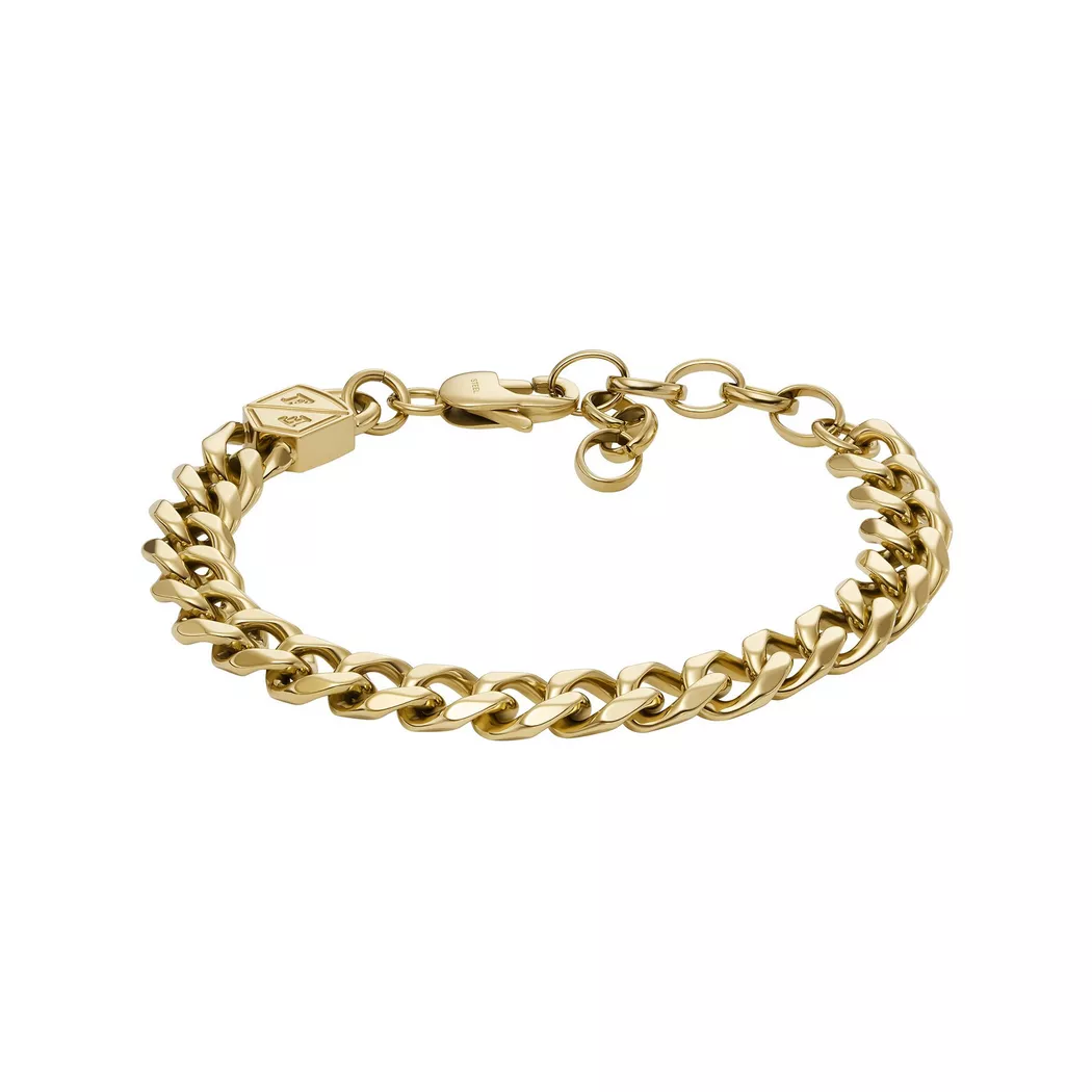 Edelstahlarmband FOSSIL "Schmuck Geschenk Edelstahl JEWELRY BOLD CHAINS", gold (gelbgoldfarben), Armbänder, Damen, Edelstahl, Edelstahlarmband