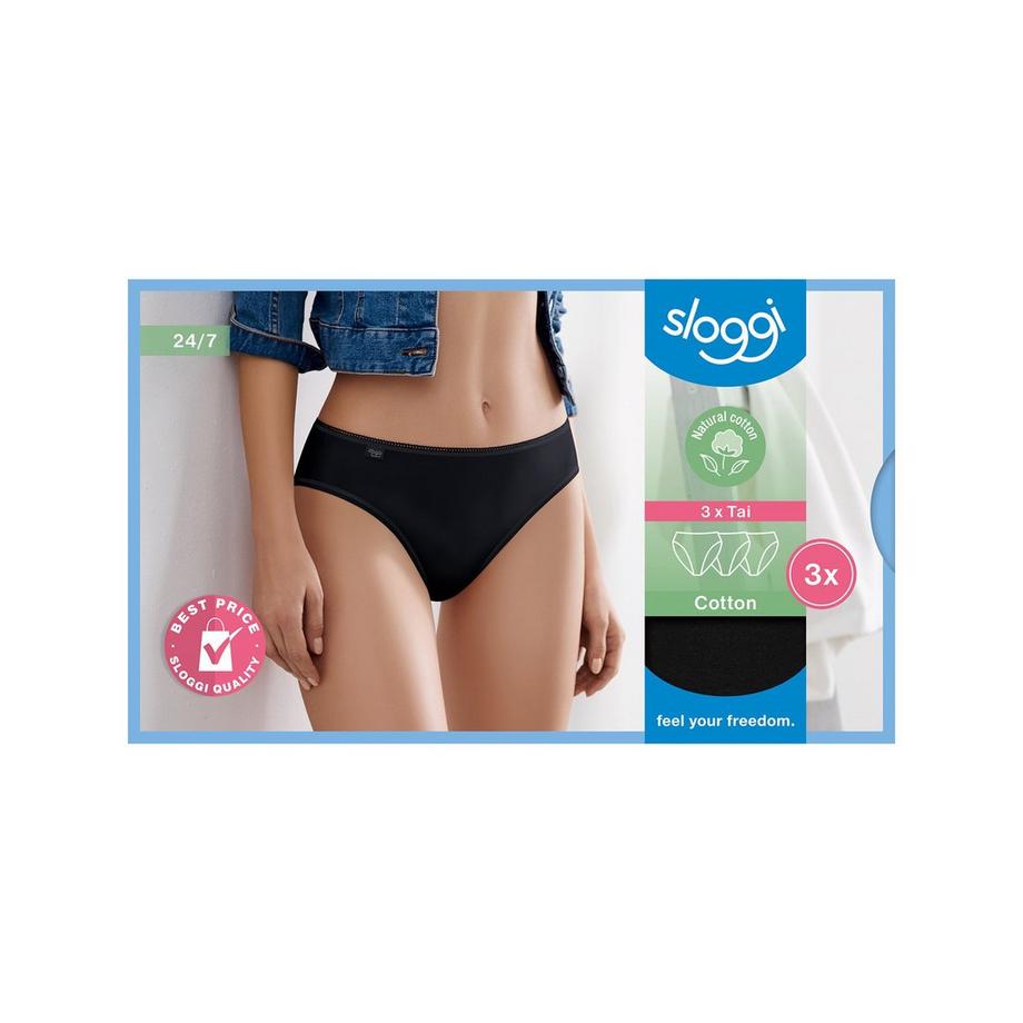 sloggi sloggi 24/7 Cotton Tai C3P Multipack, slip, taille haute 