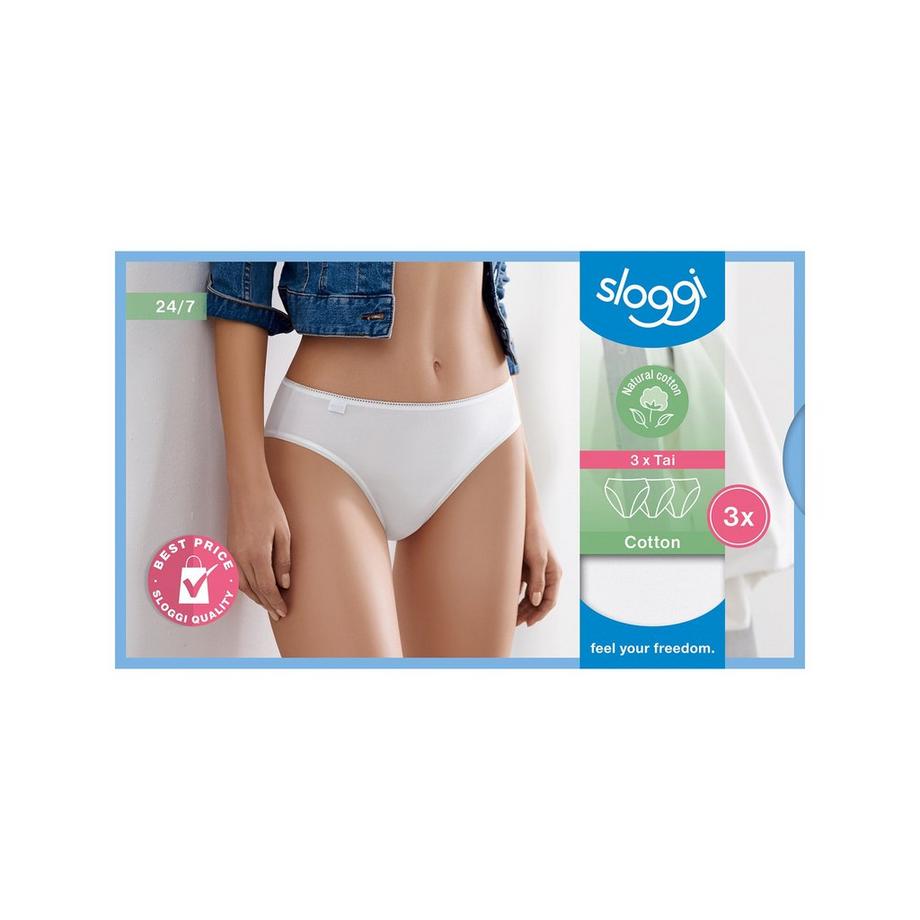 sloggi sloggi 24/7 Cotton Tai C3P Multipack, slip, taille haute 