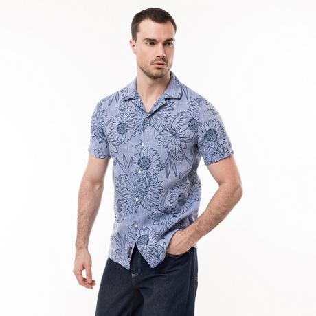 Superdry OPEN COLLAR PRINT LINEN SHIRT Chemise lin, manches courtes 