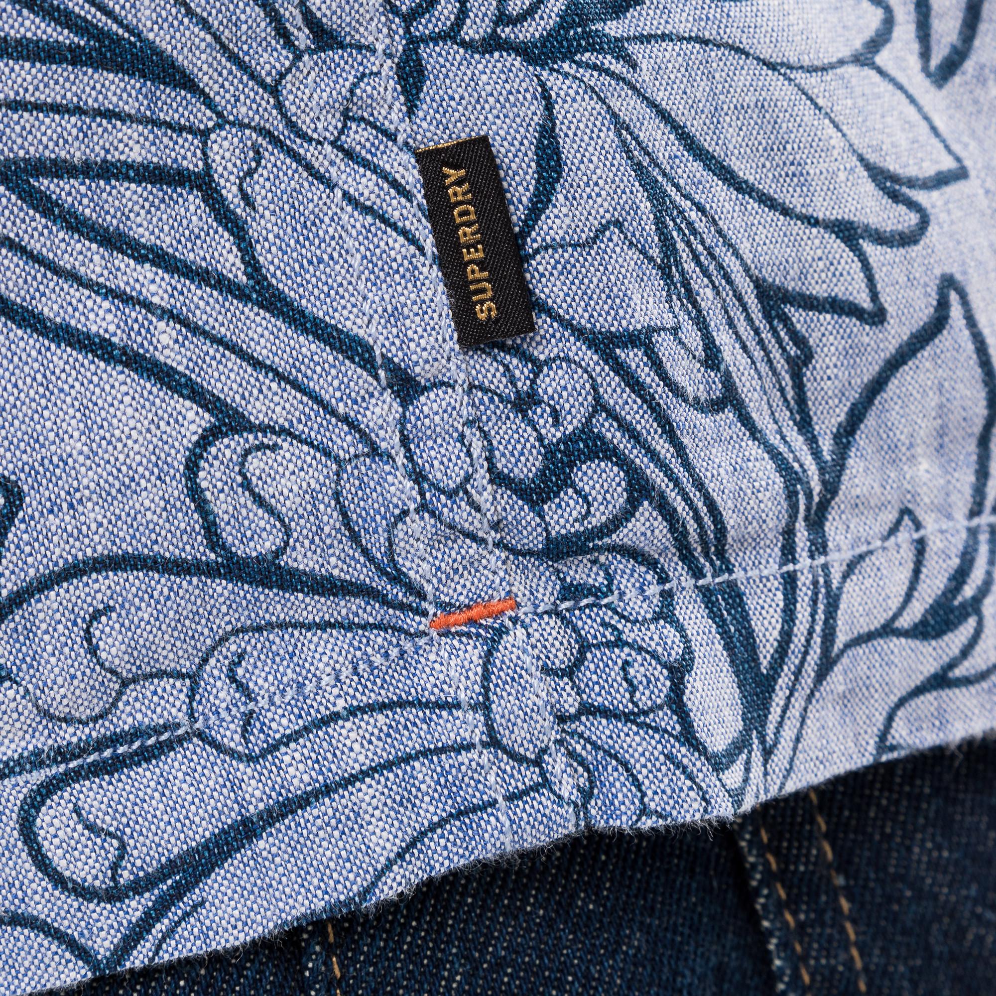 Superdry OPEN COLLAR PRINT LINEN SHIRT Camicia di lino, maniche corte 