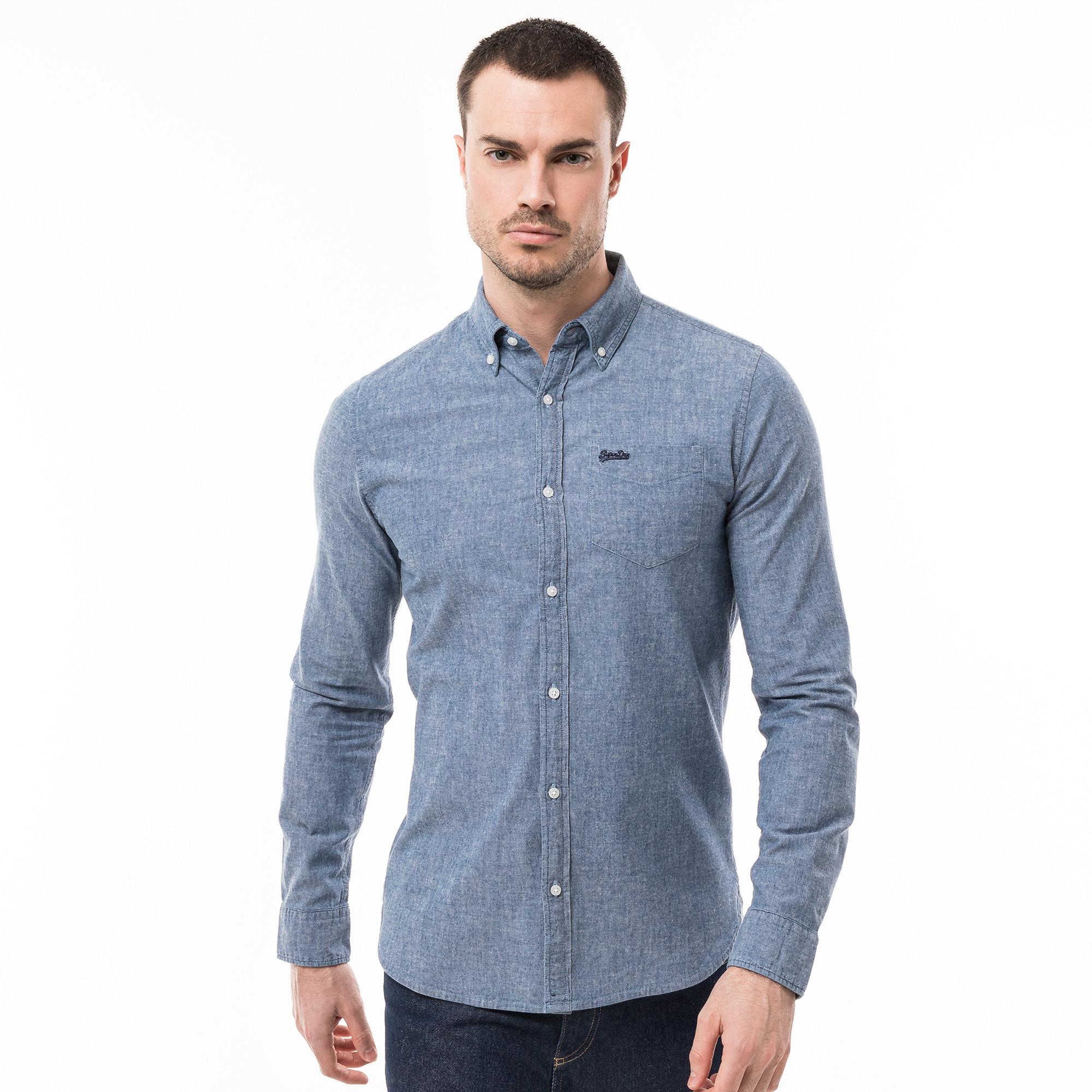 Image of Hemd, Langarm Herren Indigo XL