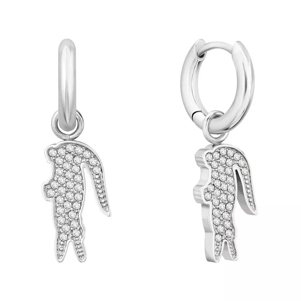 Lacoste - Ohrringe, Crocodile, 26mm, Silber