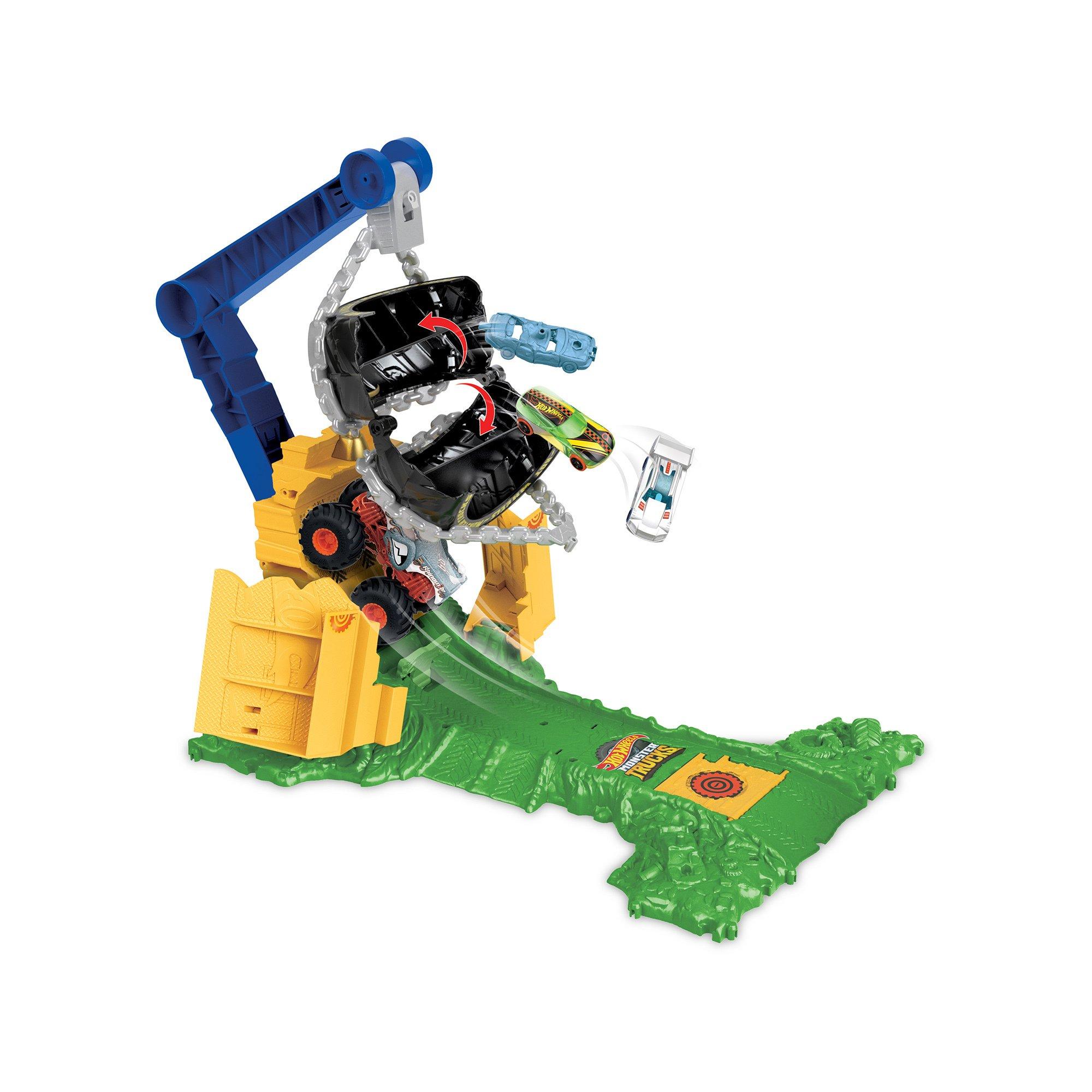 Hot Wheels  Monster Trucks Sfida Demolizione del Carico Rhinomite playset 