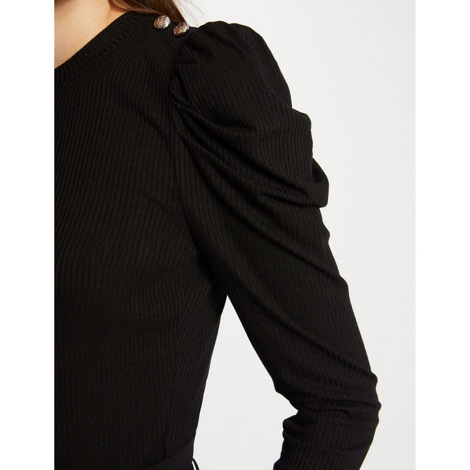 MORGAN Geripptes Langarm-T-Shirt mit Puffärmeln  