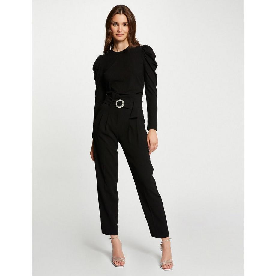 MORGAN Geripptes Langarm-T-Shirt mit Puffärmeln  