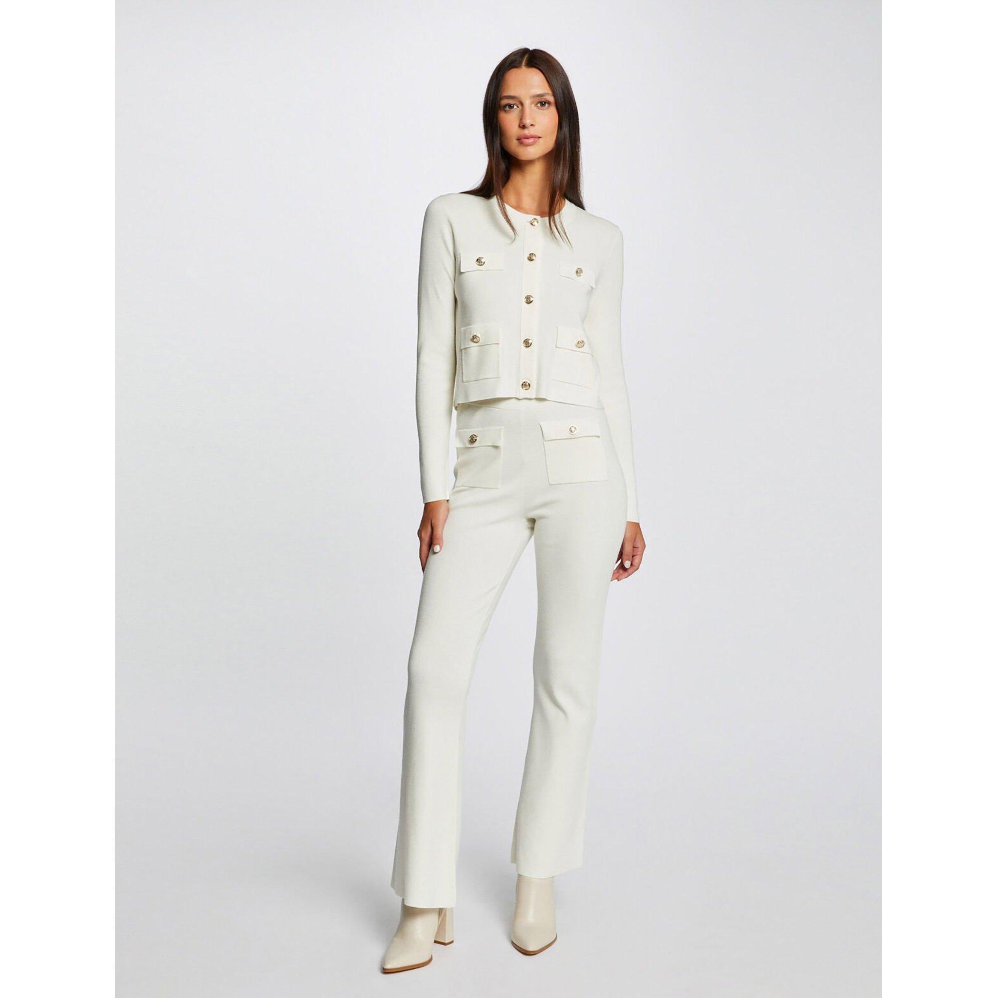 Image of Lange Strickjacke Damen Elfenbein L