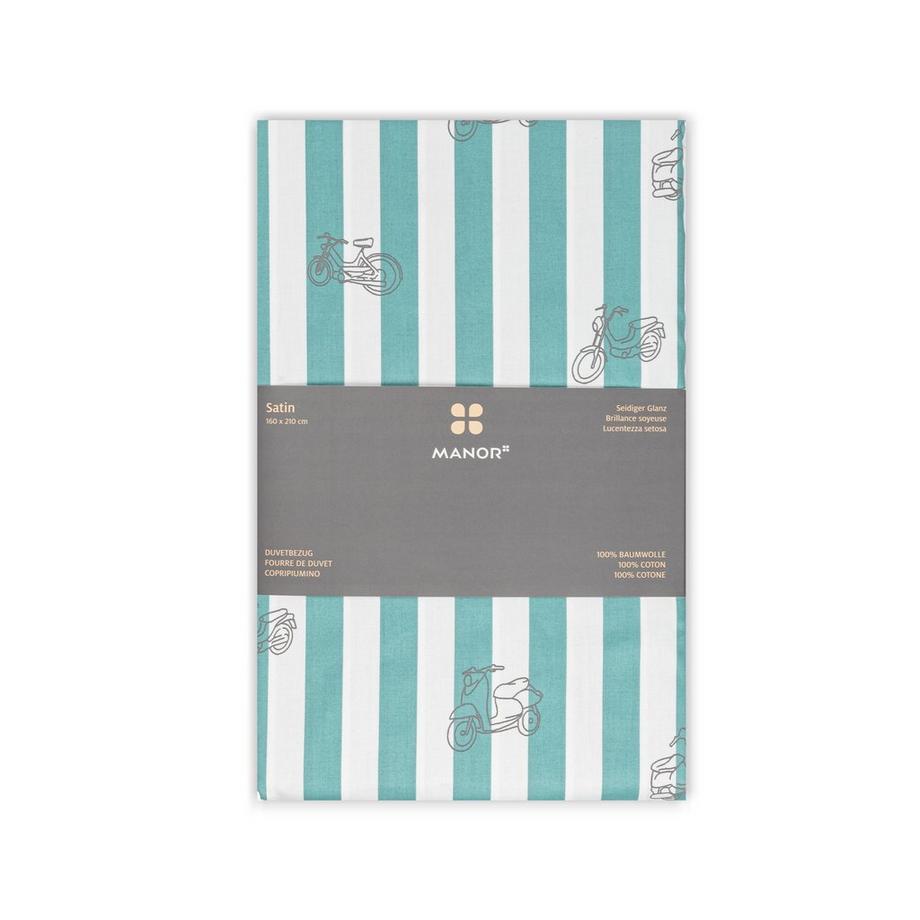 Manor Madeira Gestreifter Duvetbezug mit Scooter-Print  