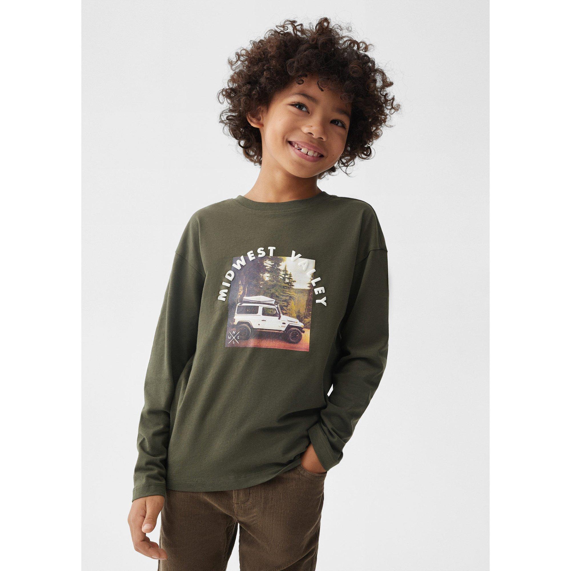 Image of T-shirt, Langarm Jungen Khaki 6A