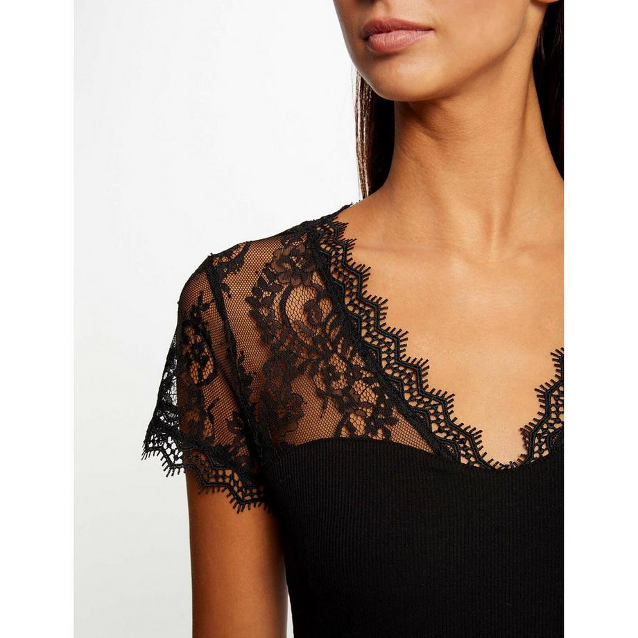 MORGAN T-Shirt Spitze V-Ausschnitt Slim Fit  