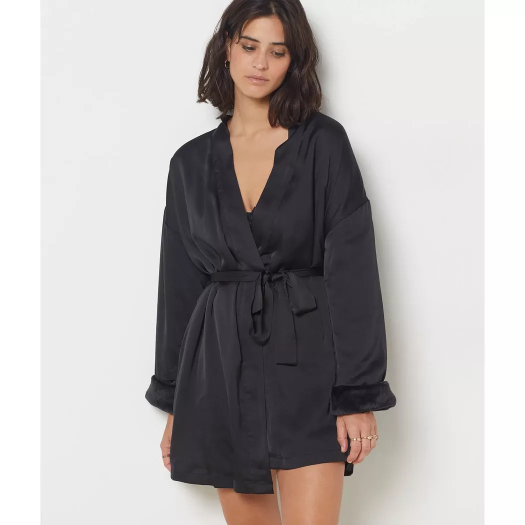 Etam - Morgenmantel, für Damen, Black, Größe L
