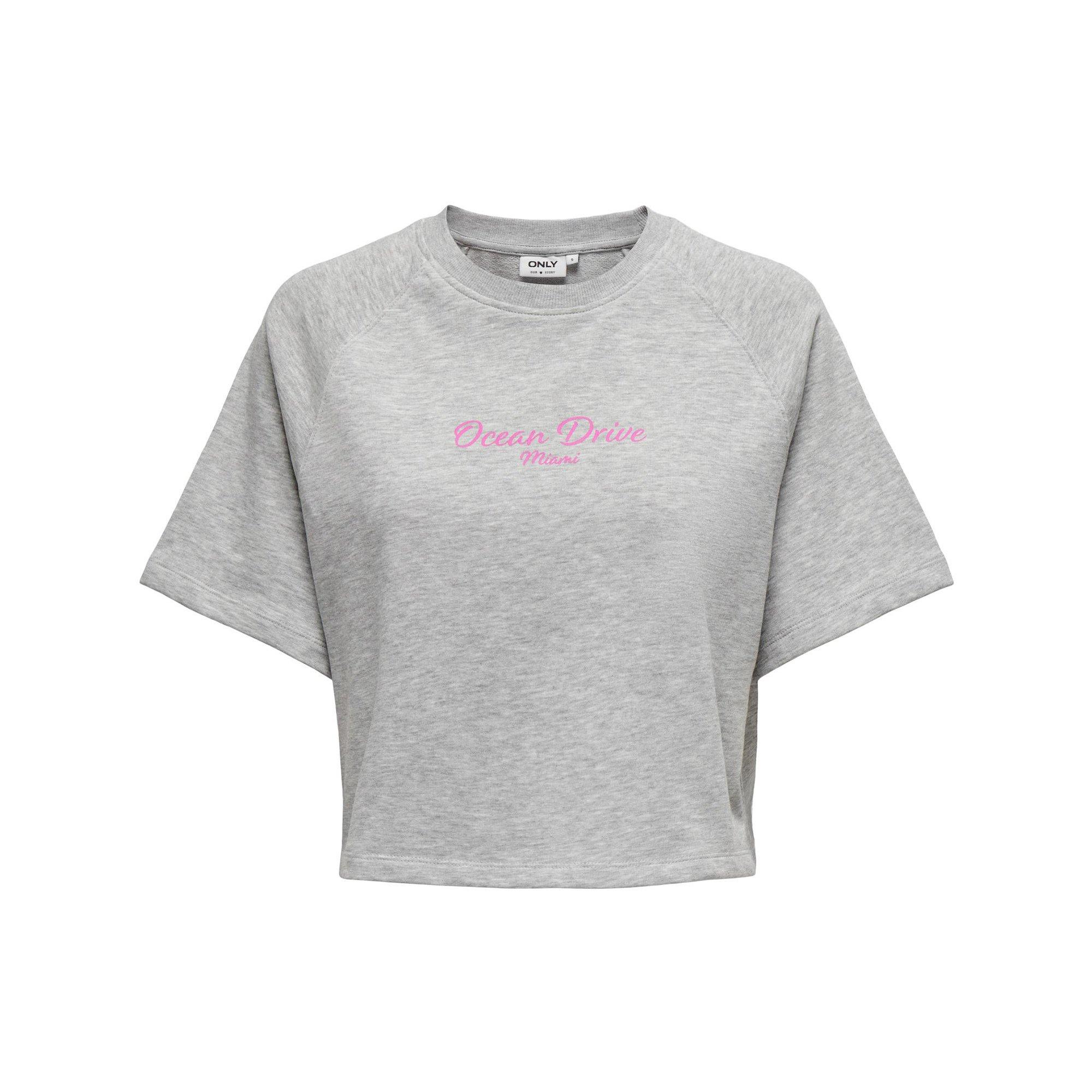 Image of Pyjama Oberteil, Kurzarm Damen Grau Melange L