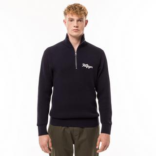 TOMMY HILFIGER Hilfiger Graphic Waffle Zip Mock Pullover  