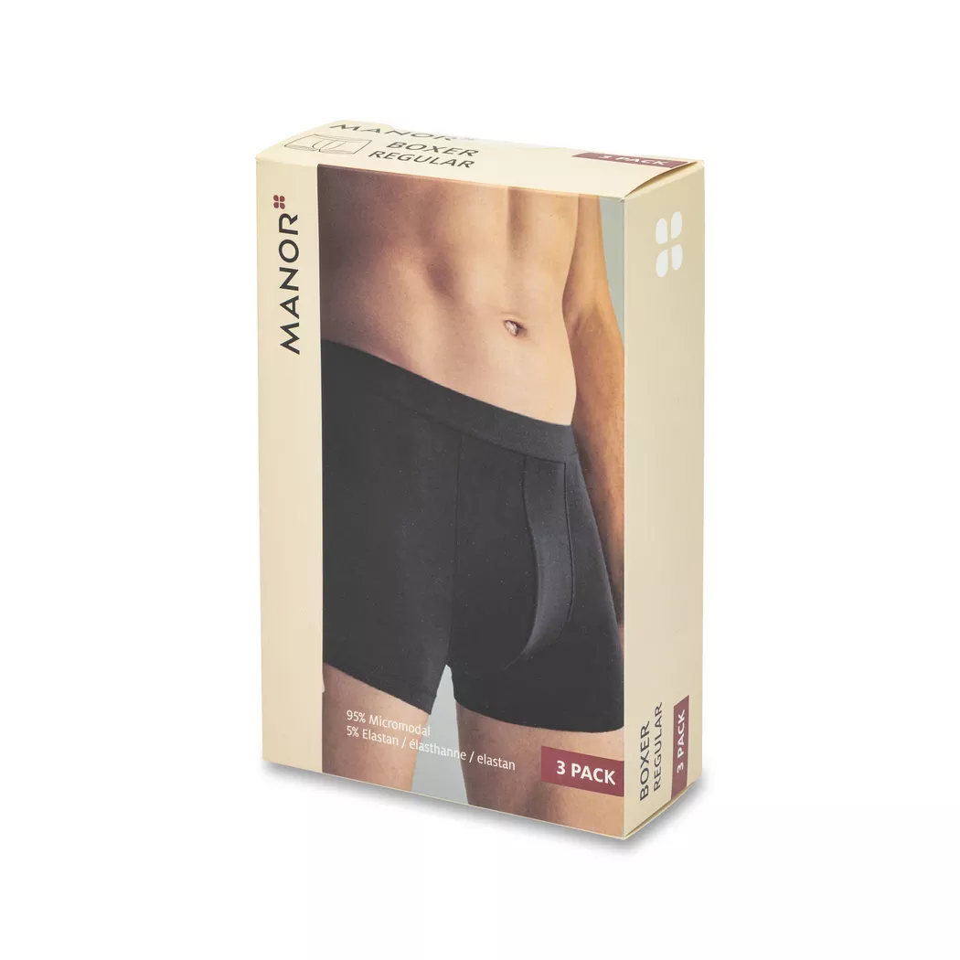 Manor Man - Triopack, Boxershorts, für Herren, Black, Größe S
