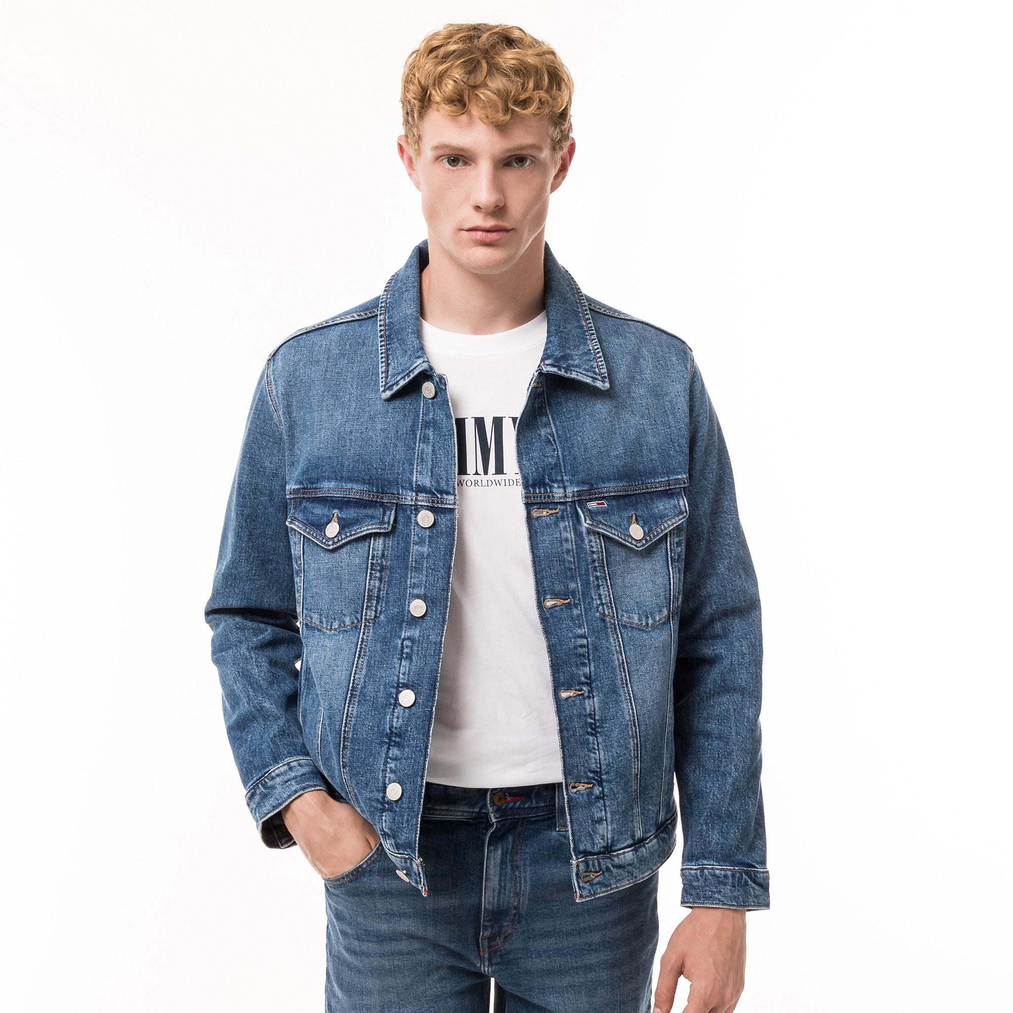 Image of Jeansjacke Mit Knöpfen Herren Blau Denim L