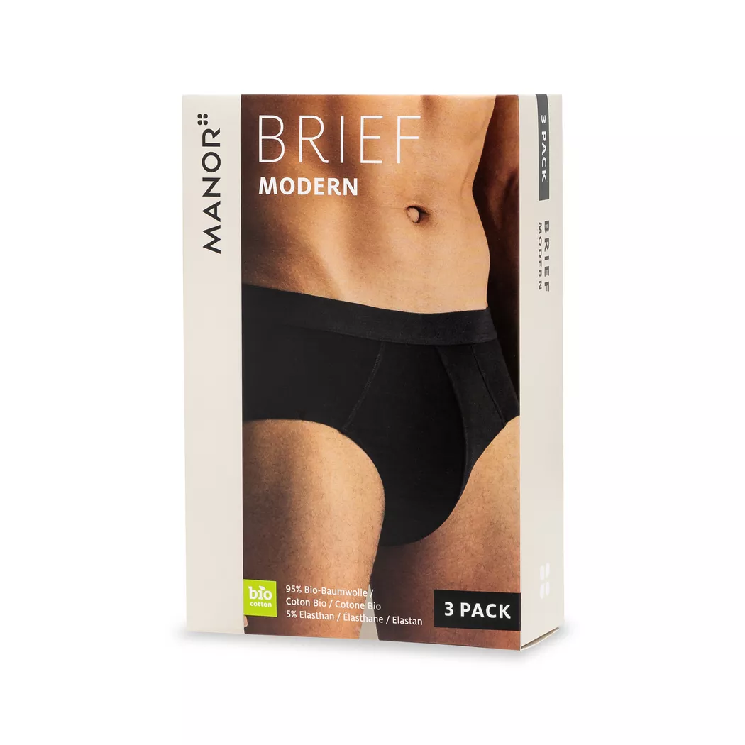 Manor Man Briefs 3-Pack Black Size S