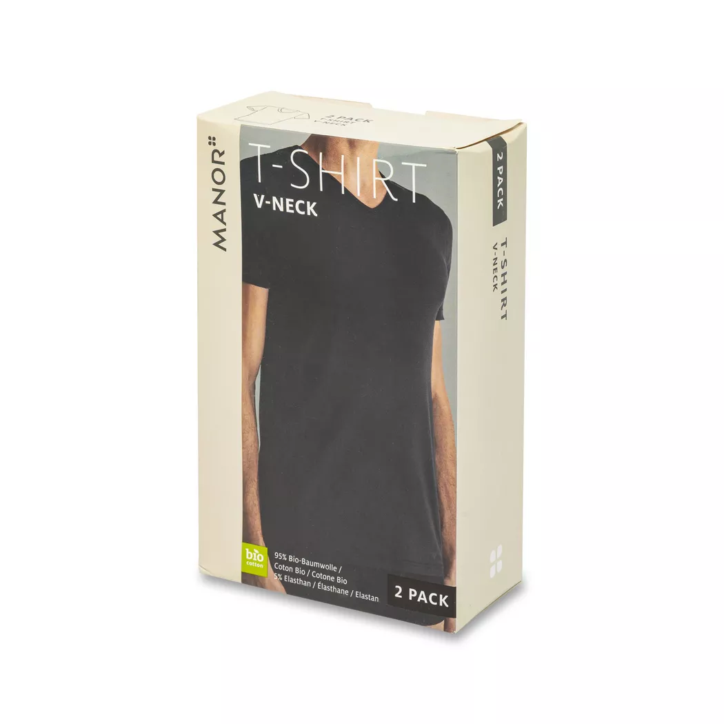Manor Man - Duopack, T-Shirts, kurzarm, für Herren, Black, Größe M 2