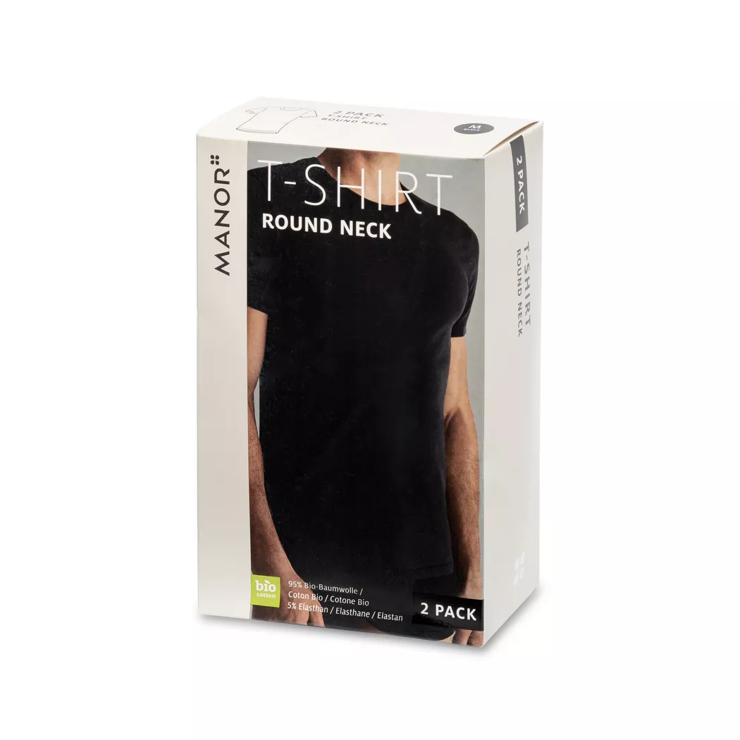 Manor Man - Duopack, T-Shirts, kurzarm, für Herren, Black, Größe M