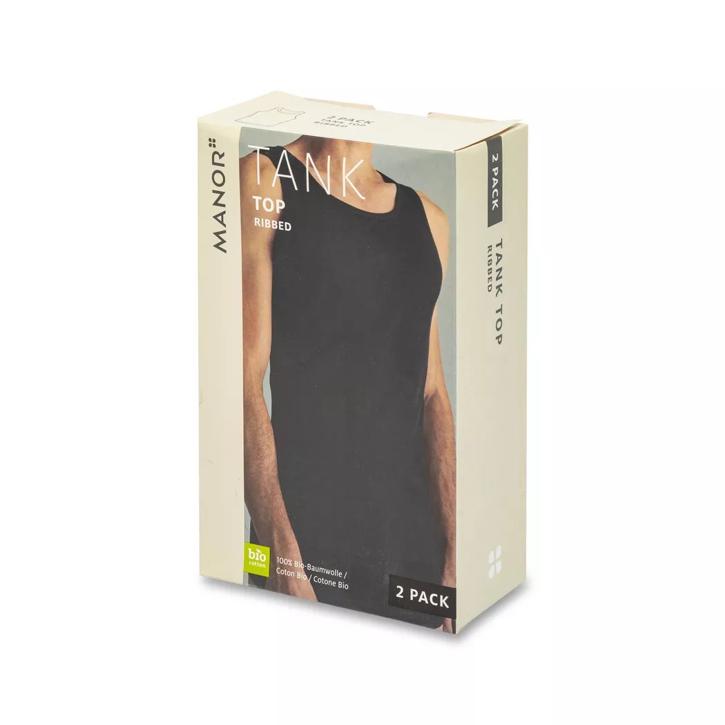 Manor Man - Duopack, Unterhemden, ärmellos, für Herren, Black, Größe M 2
