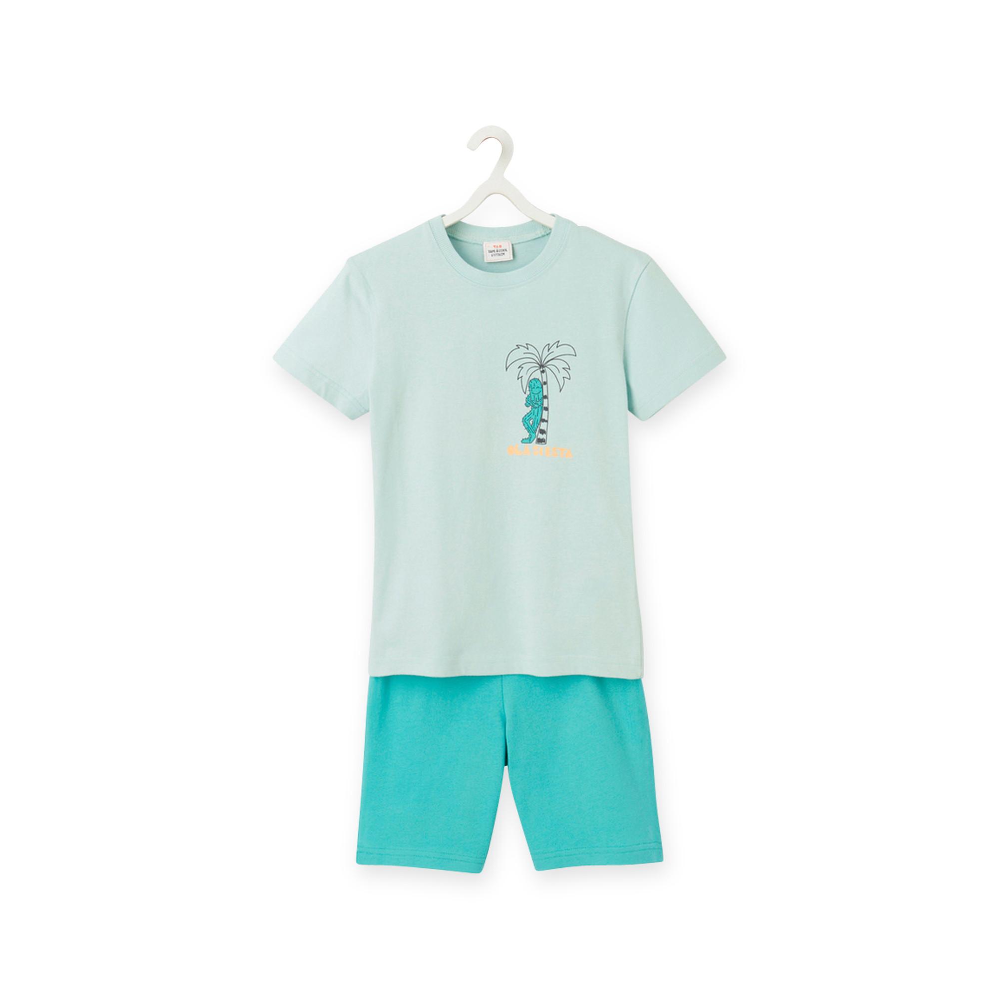 Image of Pyjamashorts Jungen Türkisblau 5A
