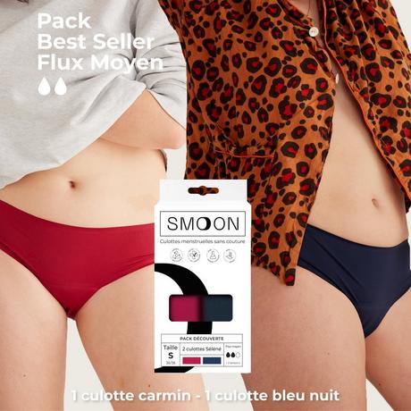 Smoon BEST SELLER PACK Lot de 2 slips menstruel, maxi 
