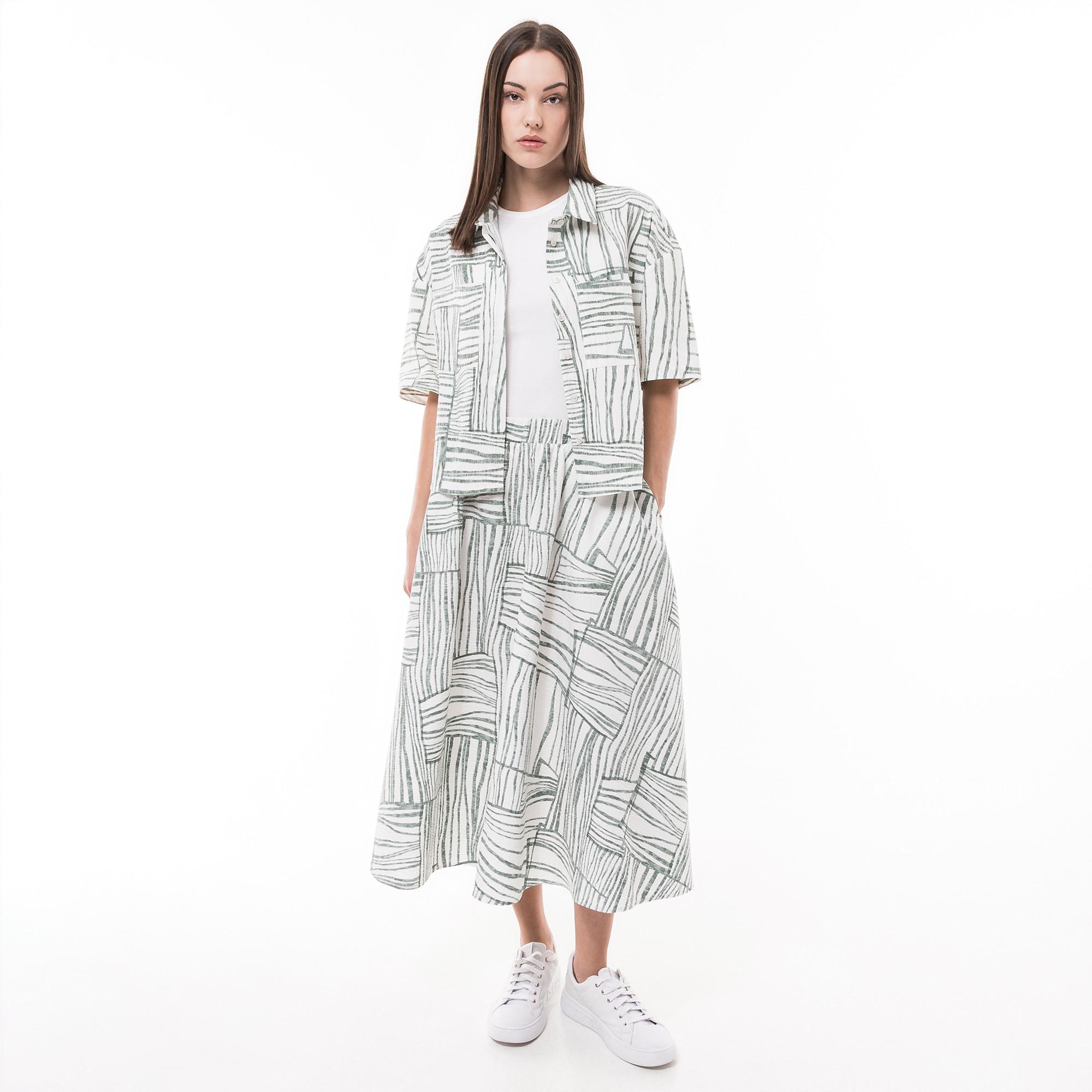 Image of Langer A-linien Rock Damen Antikweiss 34