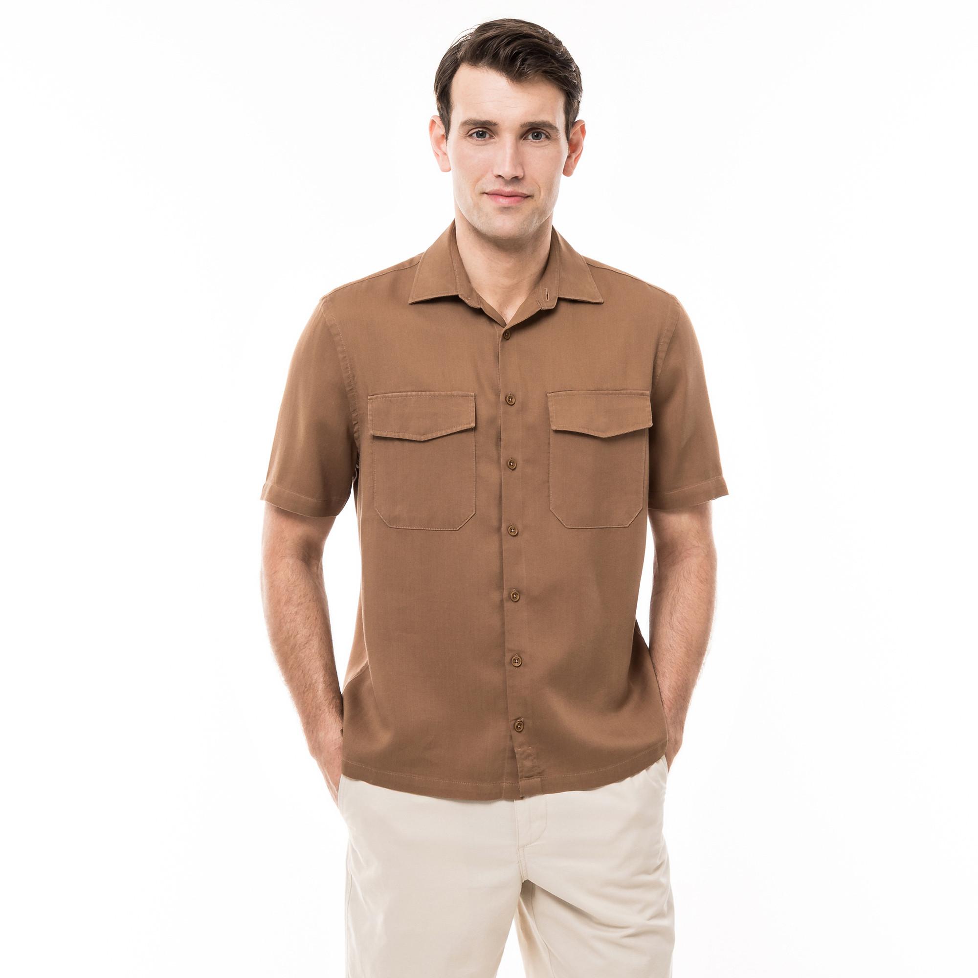 Image of Hemd Mit Brusttasche, Classic Fit, Kurzarm Herren Cognac L
