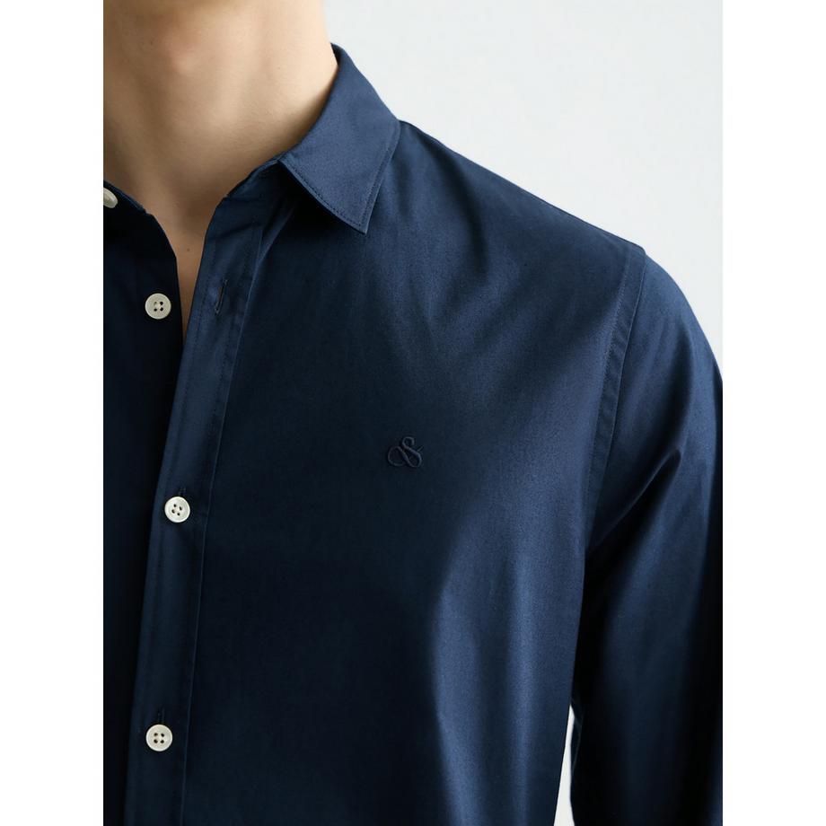 Scotch & Soda Poplin Solid Langarmhemd Slim Fit  