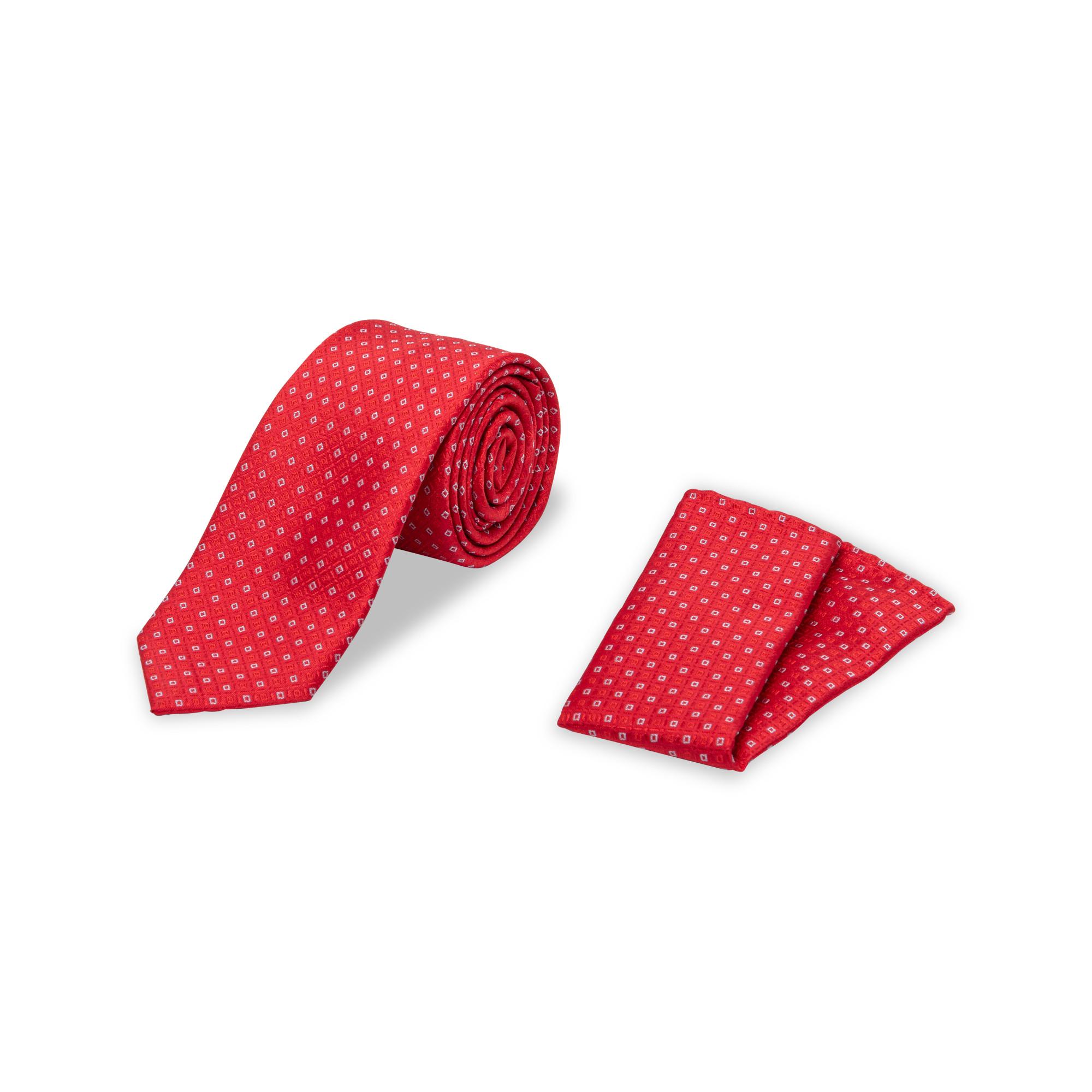 Image of Set: Krawatte Und Pochette Herren Rot ONE SIZE